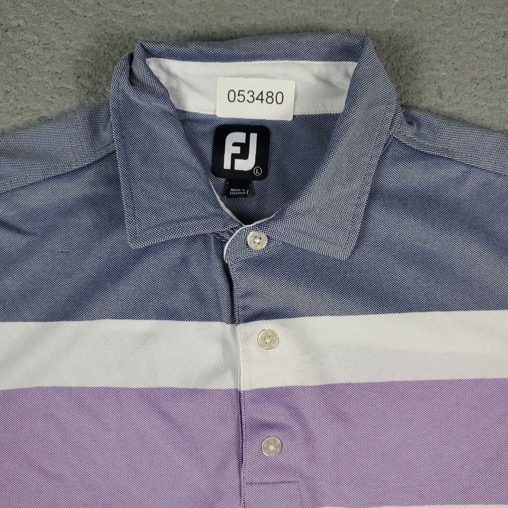 Footjoy FJ Polo Shirt Mens Size Large Blue White Golf Casual Short Sleeve Size US L / EU 52-54 / 3 - 2 Thumbnail