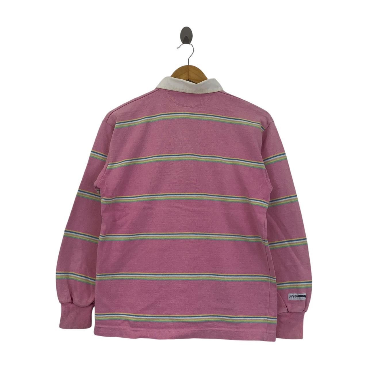 Vintage Vintage BARBARIAN RUGBY WEAR Pink Jersey Polo Tee Shirt Size XS / US 0-2 / IT 36-38 - 4 Thumbnail