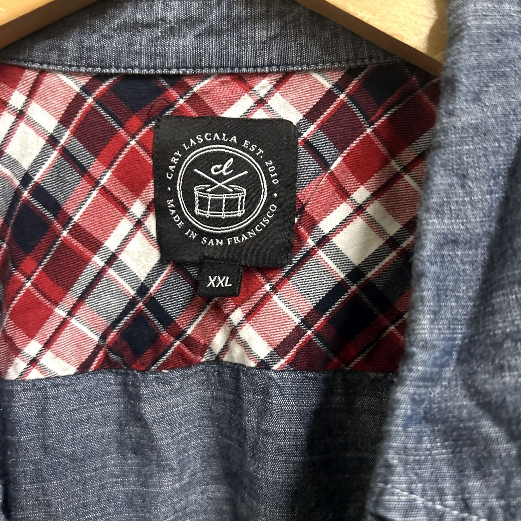 Denime Cary LaScala Button-Up Shirt Denim Lightweight USA Pattern Striped Long Sleeve Blue Cotton Men XXL Regular Authentic San Francisco USA Made Size US S / EU 44-46 / 1 - 3 Thumbnail