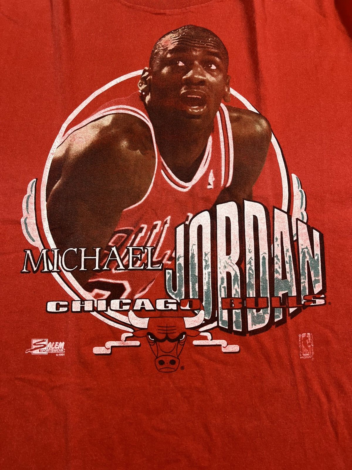 Salem Sportswear Vintage Michael Jordan Player 1991s Very Rare T Shirt Size US L / EU 52-54 / 3 - 2 Thumbnail
