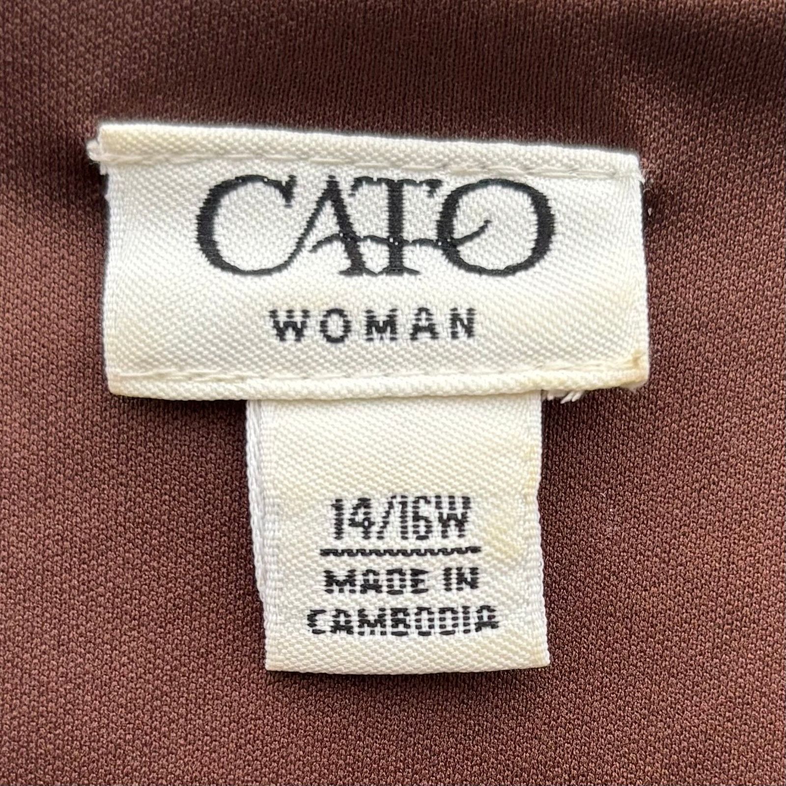 Other Cato Faux Wrap Brown Black White Paisley 3/4 Sleeve Top Size XL / US 12-14 / IT 48-50 - 7 Thumbnail
