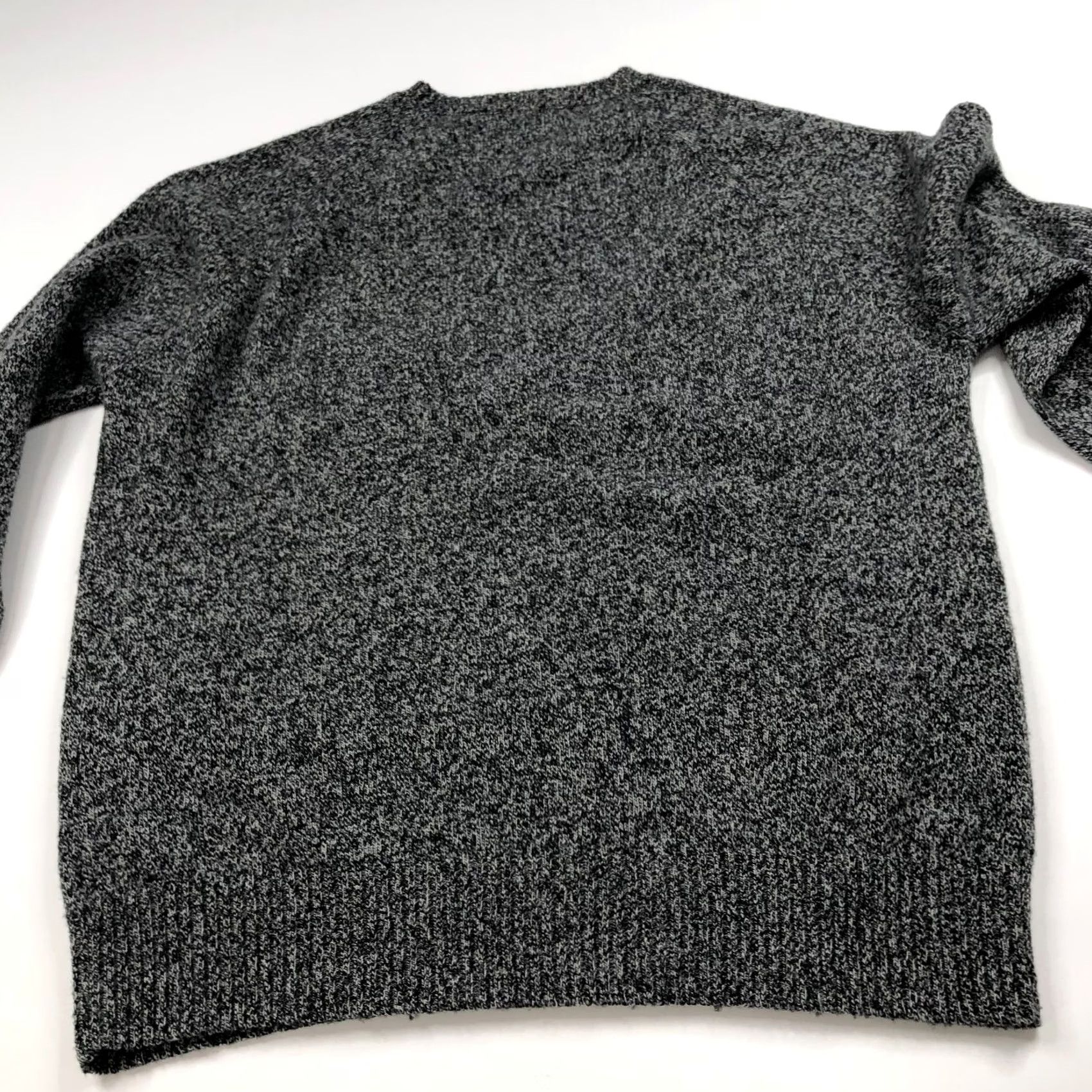 J.Crew J.Crew Men's L Pullover Sweater Long Sleeve Marled Black Gray 100% Lambswool HOLE Size US L / EU 52-54 / 3 - 6 Thumbnail