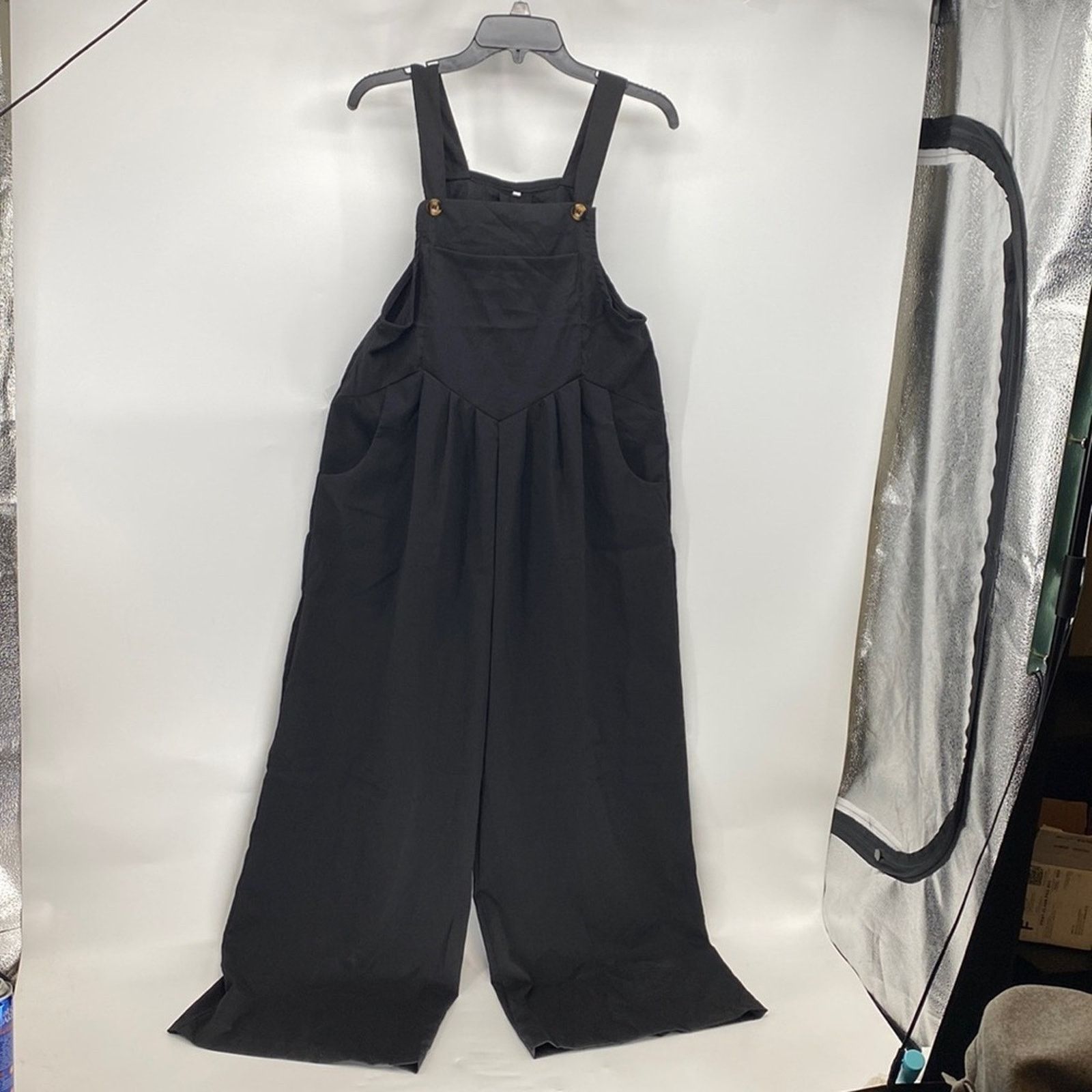 Other Pantalon black wide leg romper artsy lagenlook sz M/XL Size 30" / US 8 / IT 44 - 2 Thumbnail