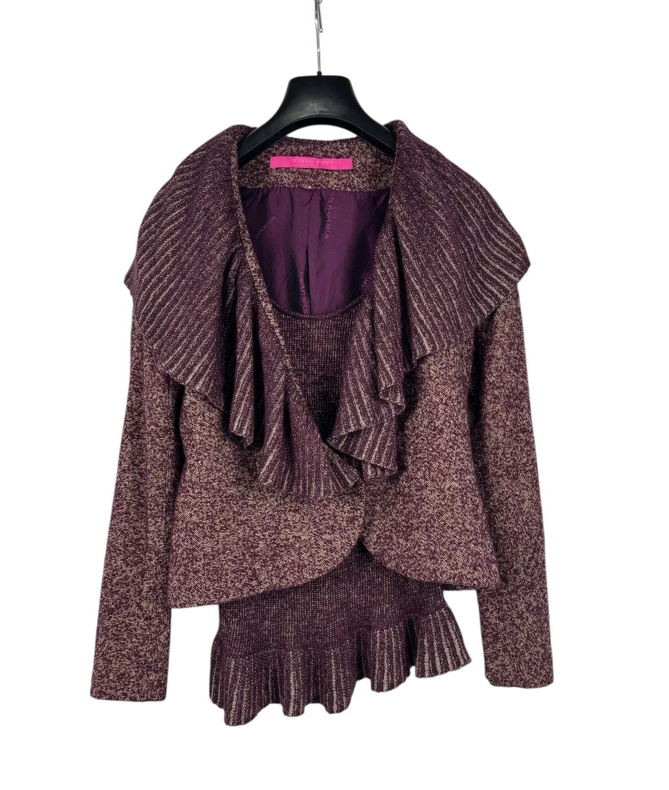 Ungaro Paris Emanuel Ungaro Blazer + Top Wool Pleated Set size L Size L / US 10 / IT 46 - 11 Thumbnail