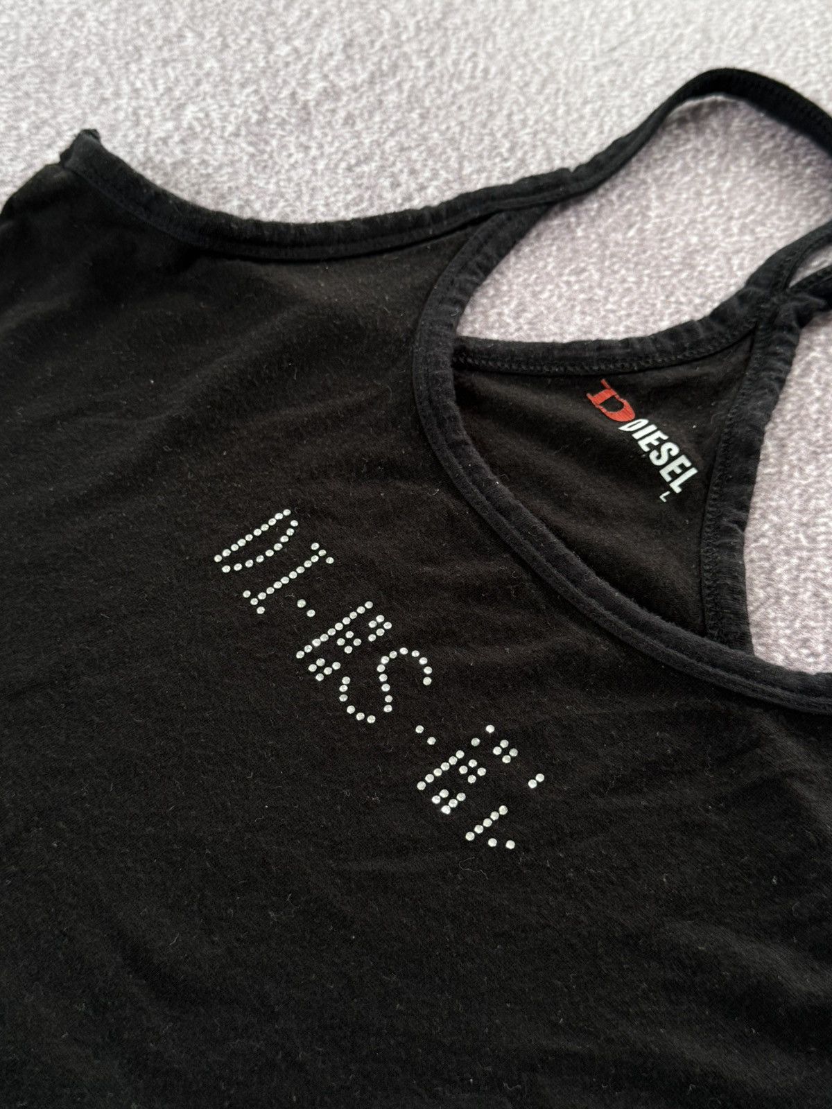 Diesel 00s Diesel Y2K Sexy Rhinestones Logo Tank Top Size L / US 10 / IT 46 - 6 Thumbnail