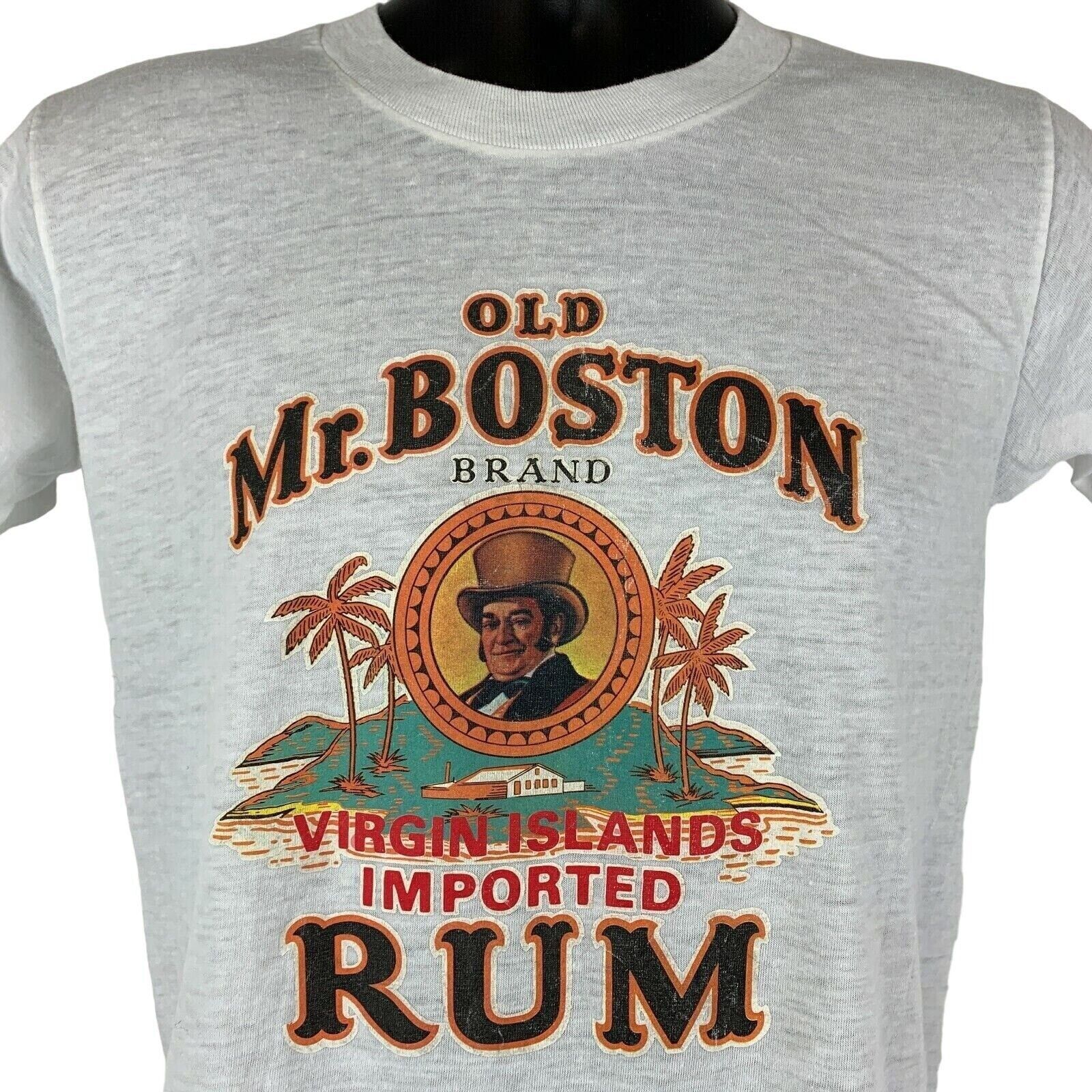 image of Old Mr Boston Brand Rum Vintage 70's T Shirt Small White, Men's