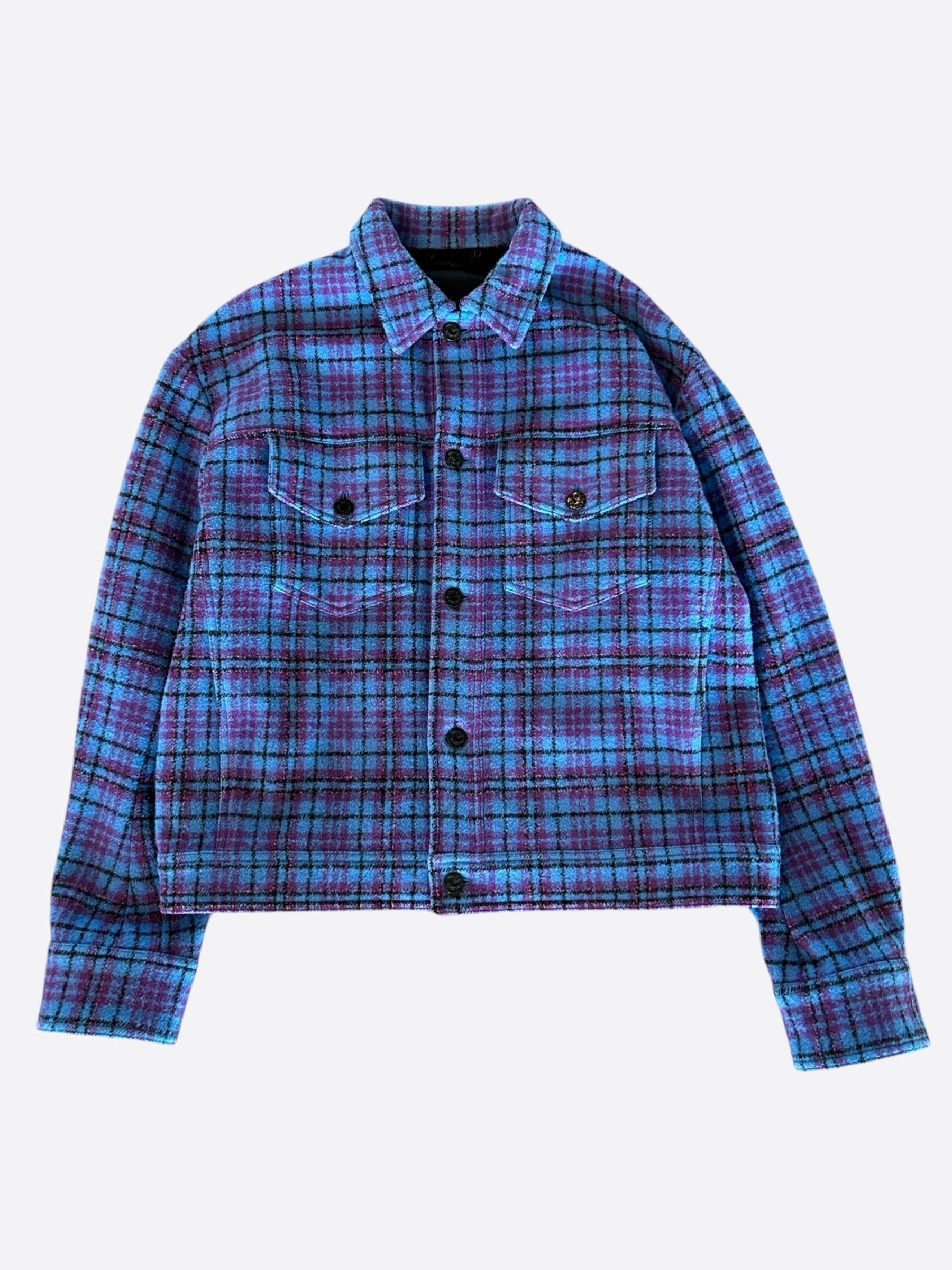 Louis Vuitton Louis Vuitton Blue & Purple Plaid Trucker Jacket Size US L / EU 52-54 / 3 - 1 Thumbnail