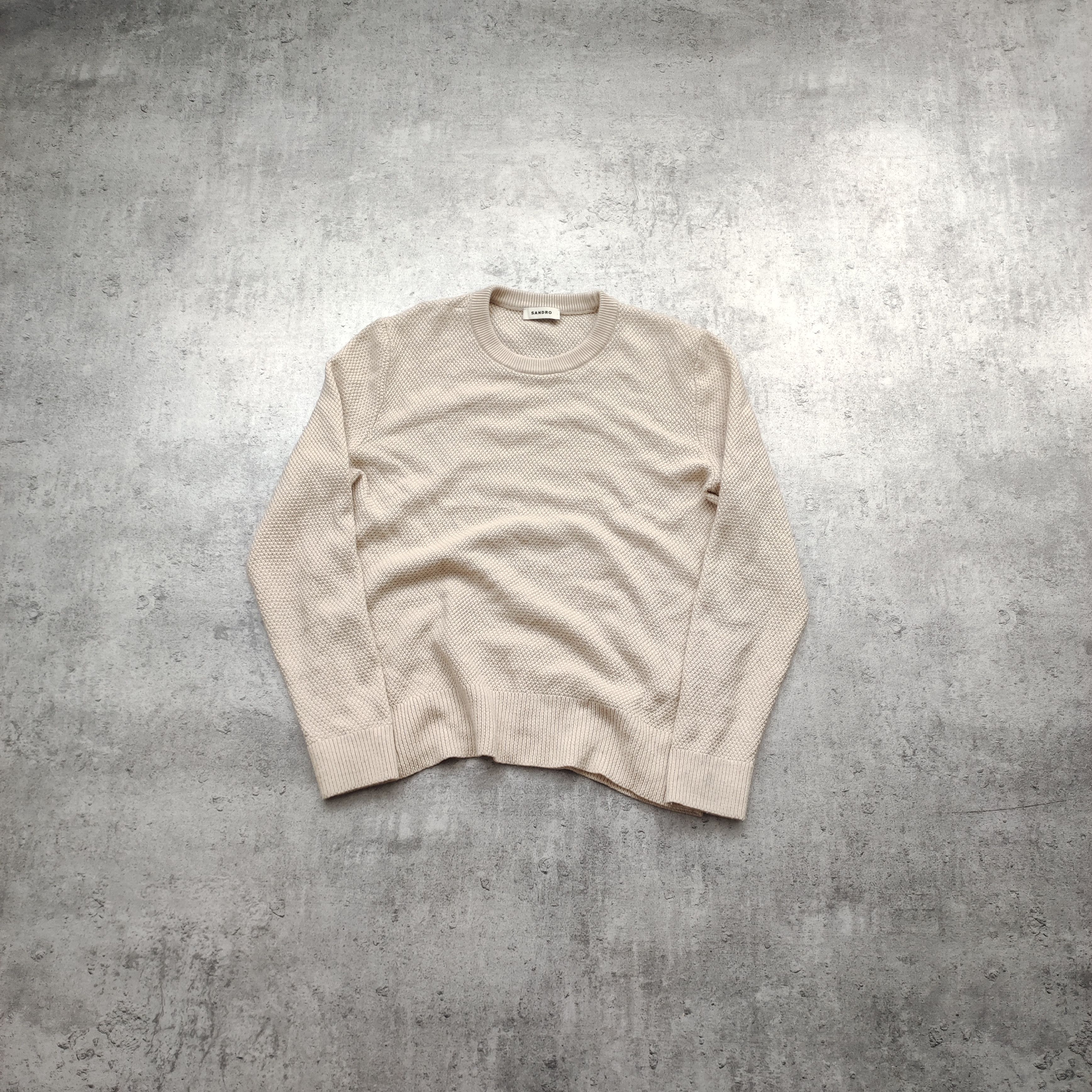 Sandro Sandro Paris Classic Pique Cream Wool Sweater Knitwear Size US L / EU 52-54 / 3 - 1 Thumbnail