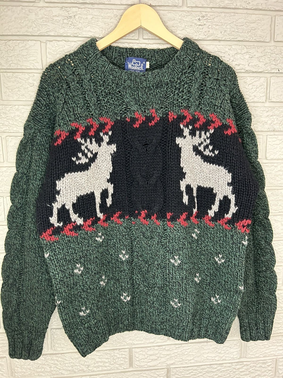 Woolrich Woolen Mills Vintage Woolrich Deer Wool Knit Sweater Size US L / EU 52-54 / 3 - 2 Thumbnail