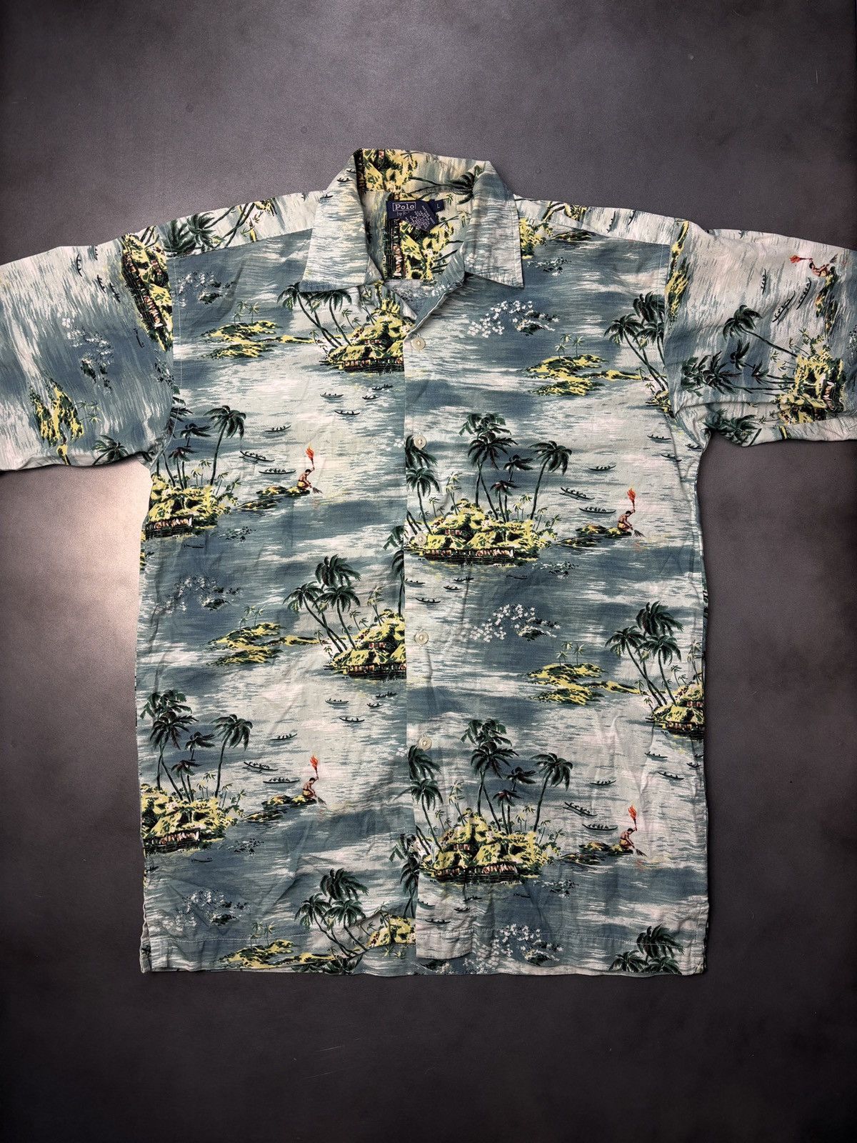 Polo Ralph Lauren × Vintage Vintage Ralph Lauren Hawaiian Shirt 1990s Polo Loop Collar Size US M / EU 48-50 / 2 - 2 Thumbnail