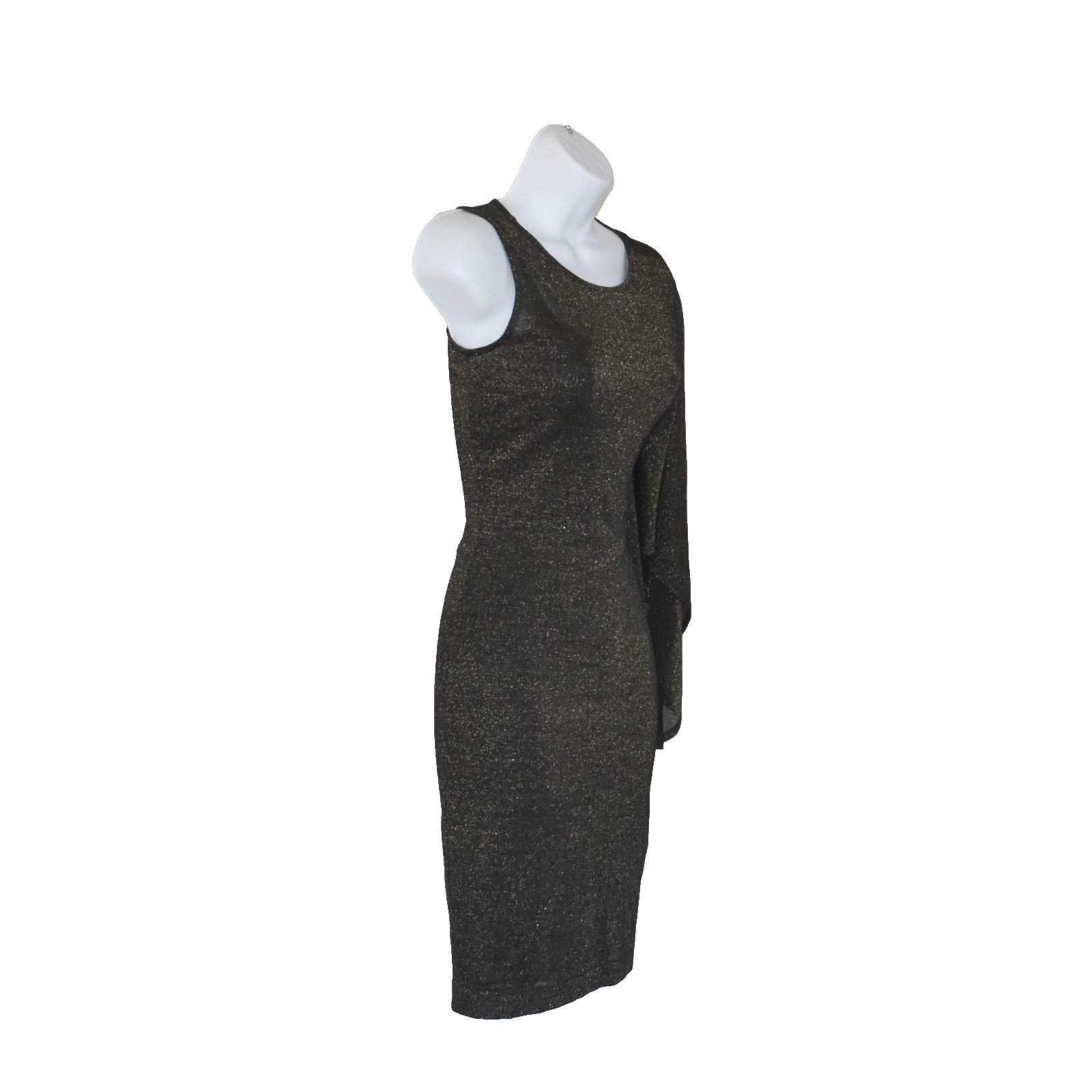 Ted Baker TED BAKER Monica Black Gold Draped One Shoulder Dress Size 0 Size XS / US 0-2 / IT 36-38 - 3 Thumbnail