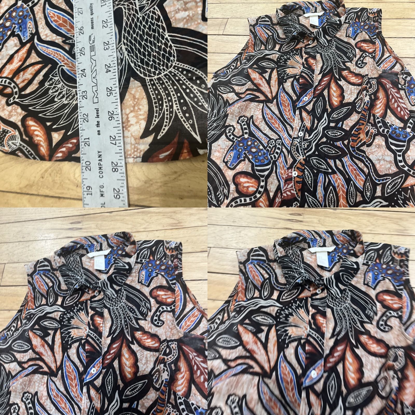 H&M H&M Tank Top Button Shirt Women M Lizard Print Southwestern Aztec Boho Sheer M Size M / US 6-8 / IT 42-44 - 9 Thumbnail