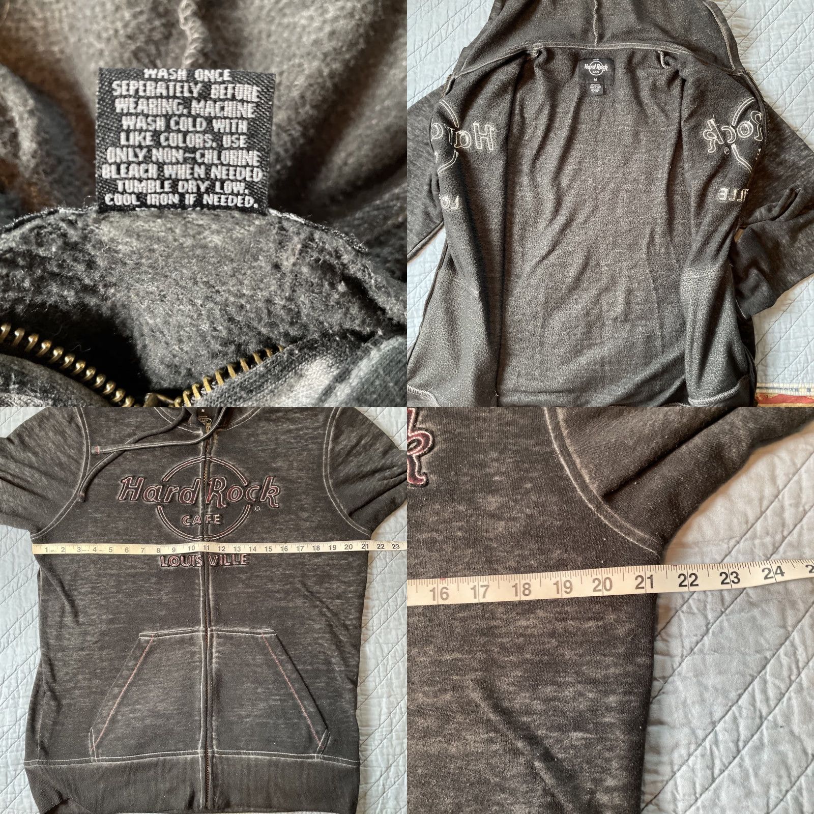 Hard Rock Cafe Hard Rock Cafe Hoodie Louisville Double Burnout Full Zip Mens M Gray Size US M / EU 48-50 / 2 - 8 Thumbnail