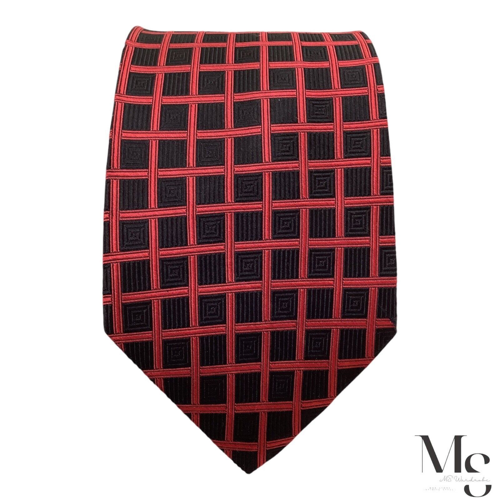 Other ECHO XL Red & Black Geometric Silk Tie Hand Tailored In Ital Size ONE SIZE - 4 Thumbnail
