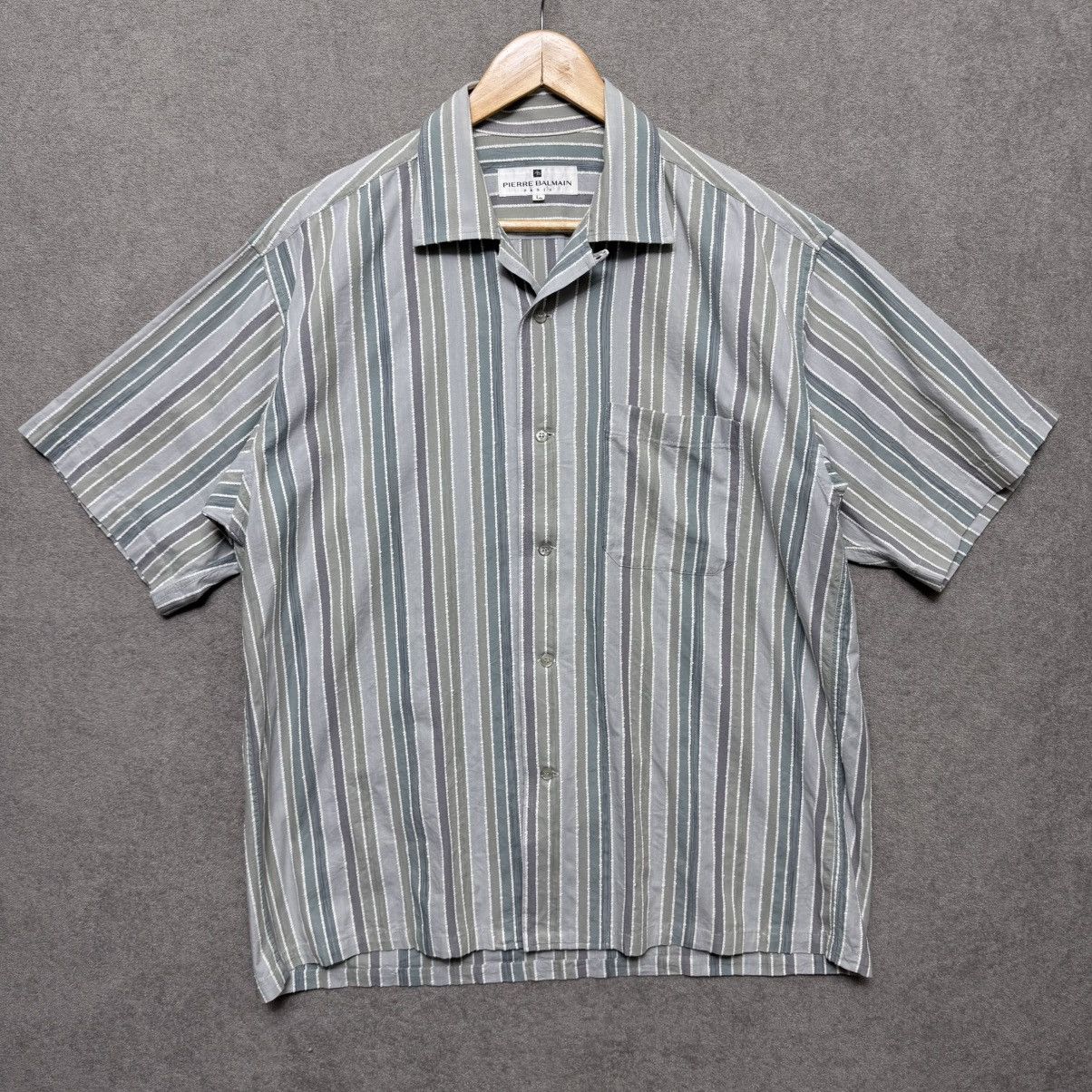 Balmain Pierre Balmain Open Collar Relaxed Fit Multicolor Striped Size US L / EU 52-54 / 3 - 1 Thumbnail