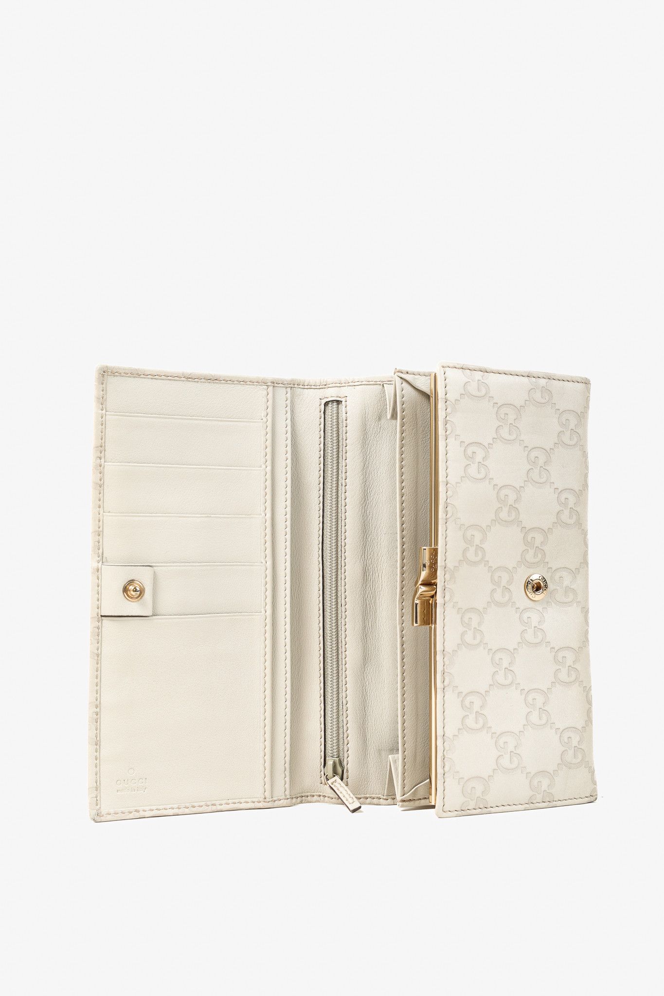 Gucci Gucci Guccissima Light Grey Leather Continental Long Wallet Size ONE SIZE - 9 Thumbnail