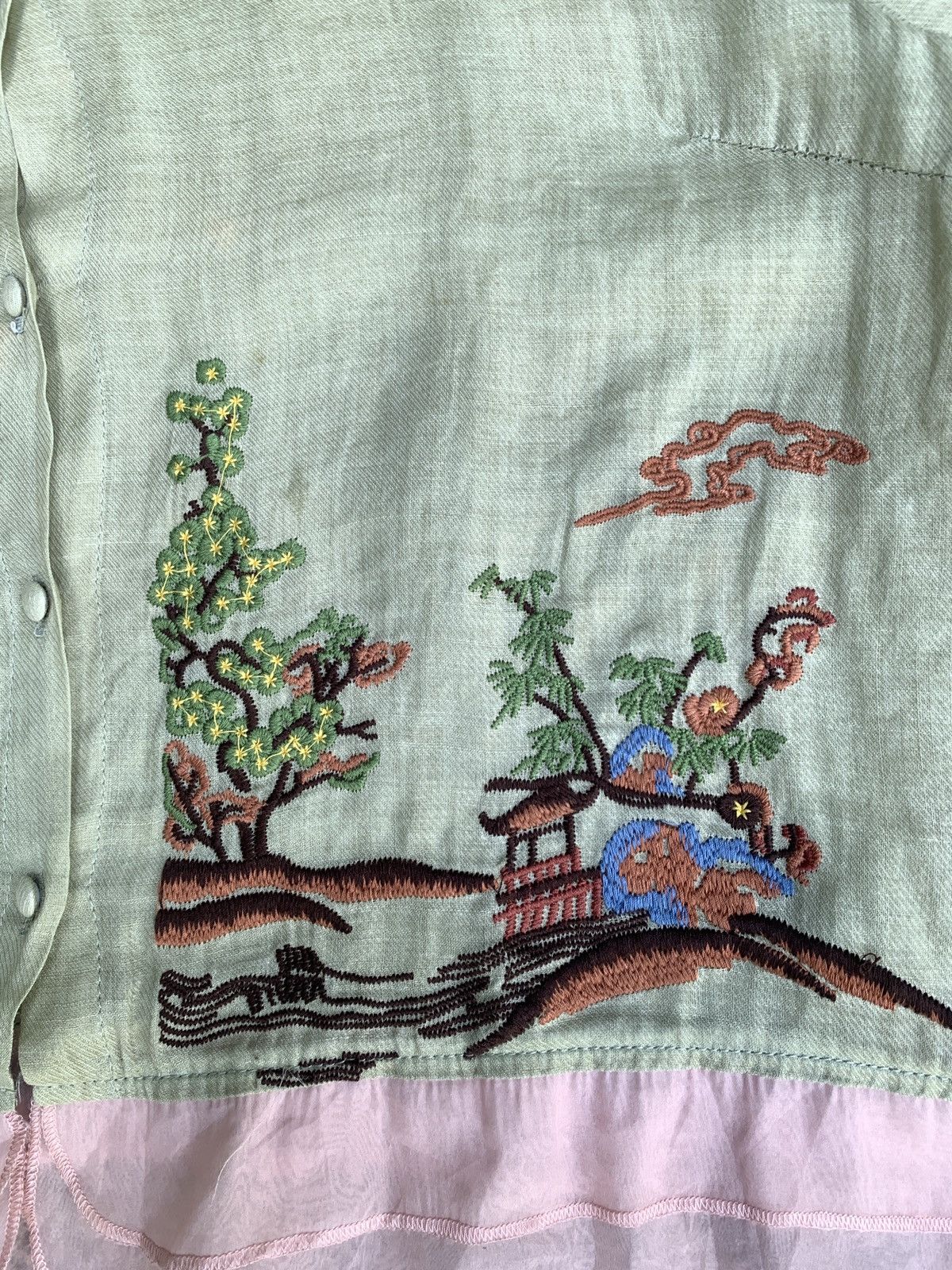 Japanese Brand × Vintage Japanese Rami Natural Fabric Traditional Art Embroidery Top Size M / US 6-8 / IT 42-44 - 4 Thumbnail