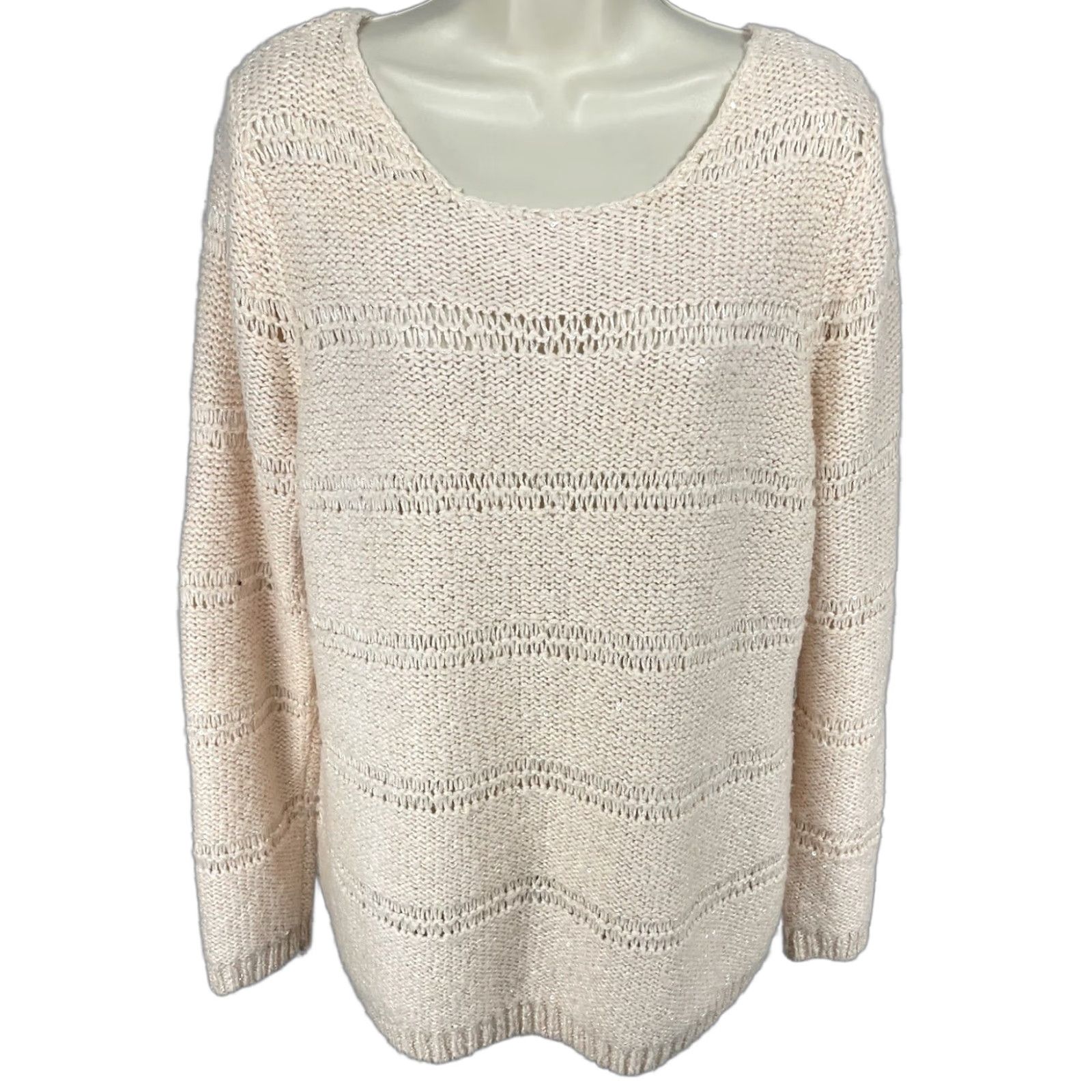Vintage Chico’s Pink Metallic Sequin Sparkle Chunky Knit Pullover Sweater Size 2 US 12 Size XS / US 0-2 / IT 36-38 - 1 Thumbnail
