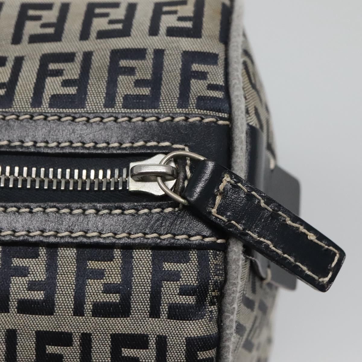 Fendi FENDI Zucchino Canvas Boston Bag Navy Silver Size ONE SIZE - 15 Thumbnail
