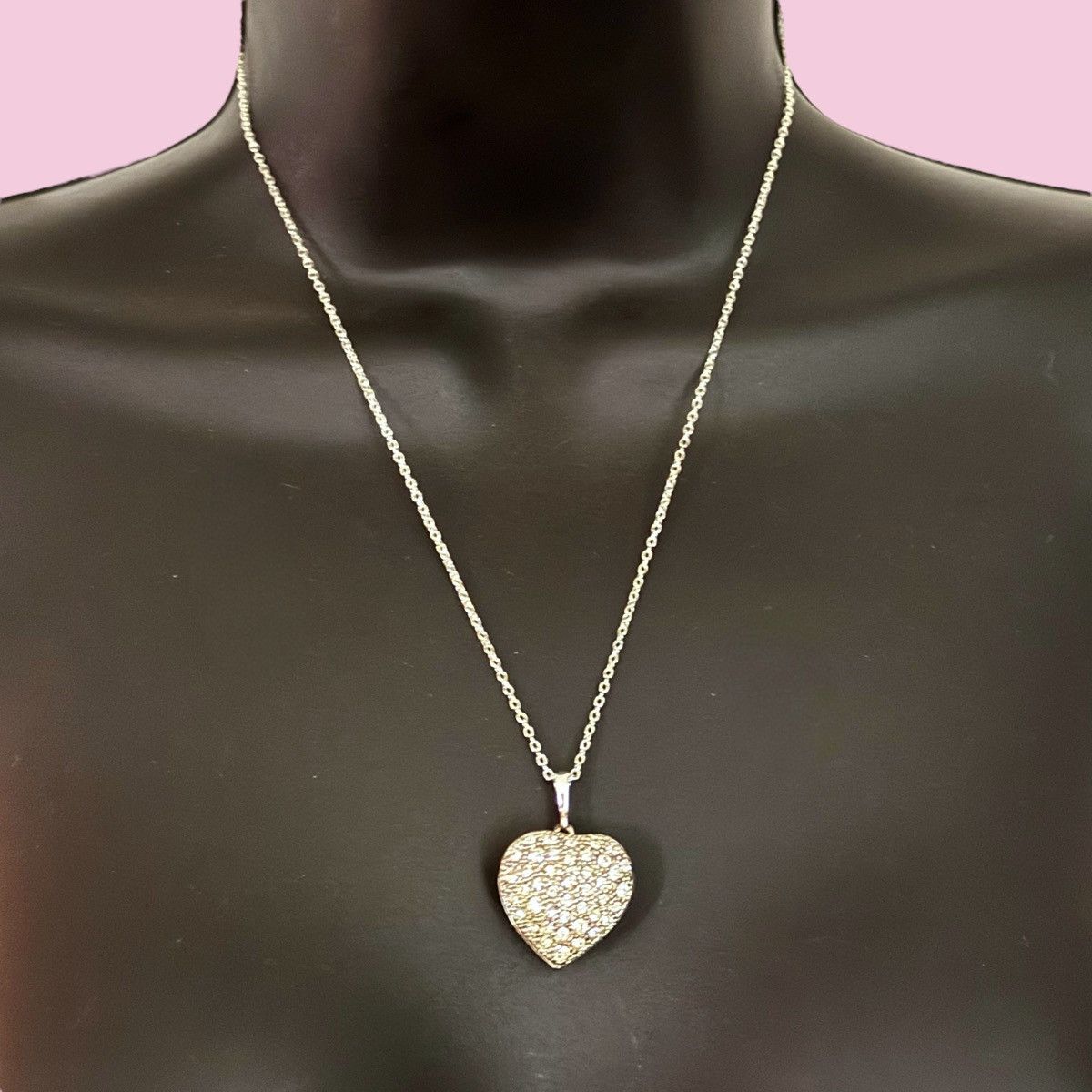 Other Sterling silver pave heart locket pendant necklace Size ONE SIZE - 1 Thumbnail