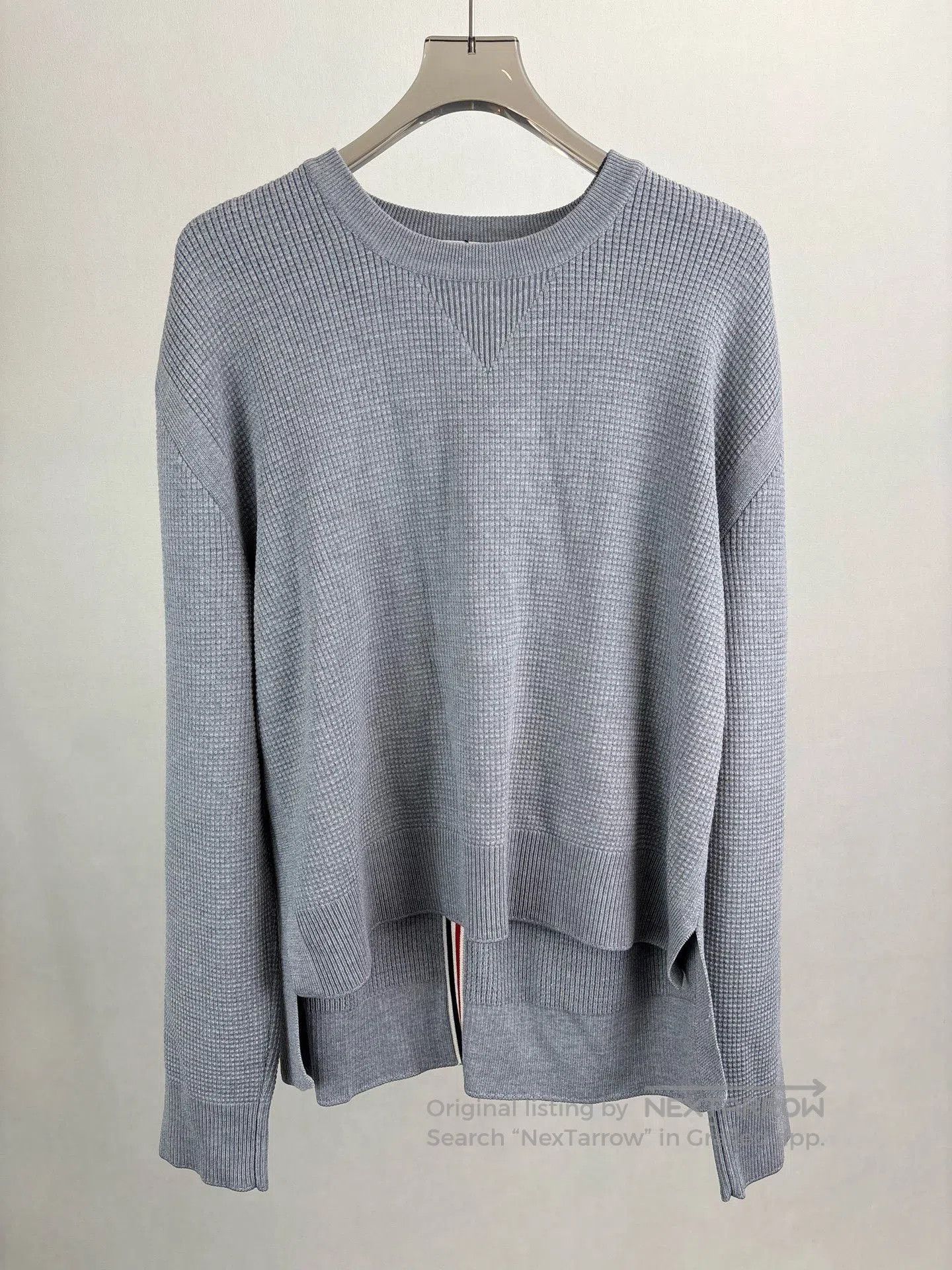 Thom Browne THOM BROWNE TB Back Stripe Waffle Wool Sweatshirt. Size US L / EU 52-54 / 3 - 1 Thumbnail