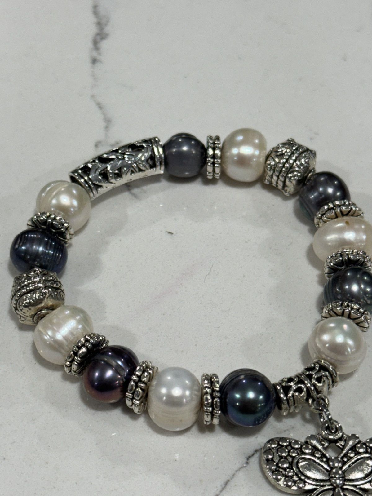 Jewelry Freshwater Pearl Bracelet Butterfly Charm Mixed Pearl Size ONE SIZE - 3 Thumbnail