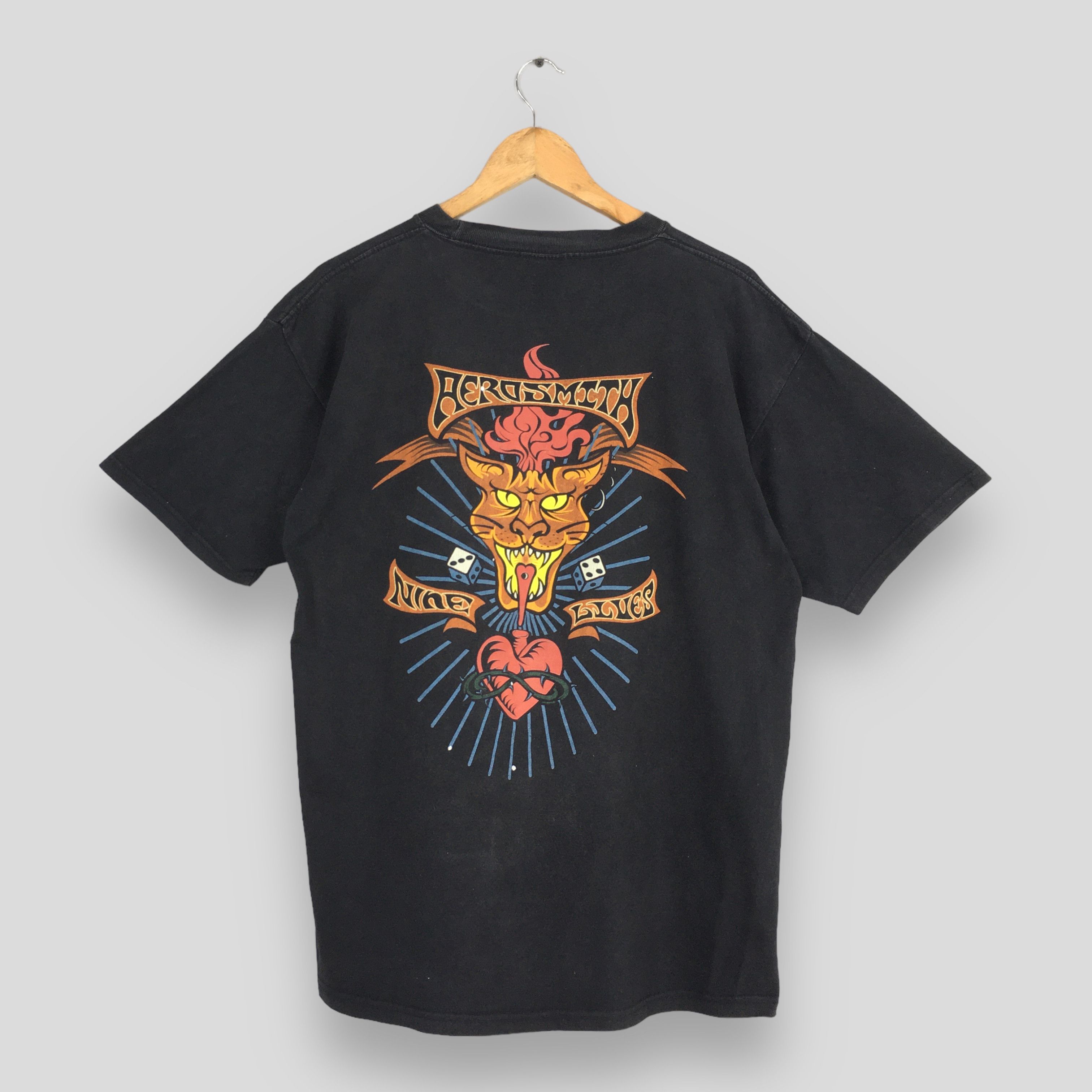 Aerosmith × Band Tees × Vintage 90's Aerosmith Bon Jovi Nine Lives Tour T shirt Large Size US L / EU 52-54 / 3 - 8 Thumbnail