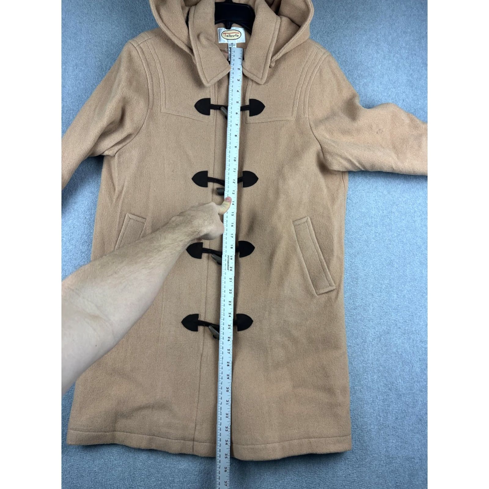 Talbots VINTAGE Talbots Coat Womens 10 Beige Wool Hooded Toggle Duffle Mid Length Lined Winter Size L / US 10 / IT 46 - 4 Thumbnail