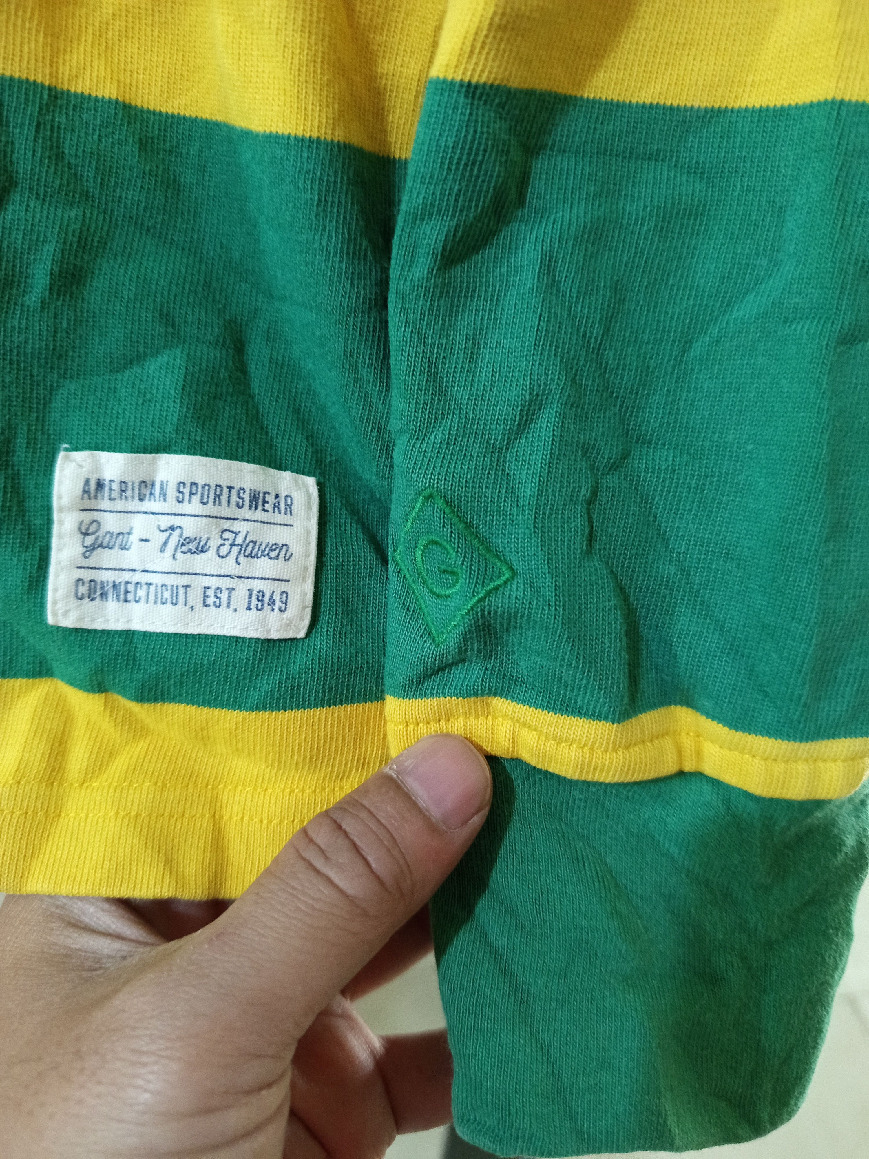 Gant 1990s GANT Hugger Rugby Shirt Green/Yellow Size US M / EU 48-50 / 2 - 9 Thumbnail