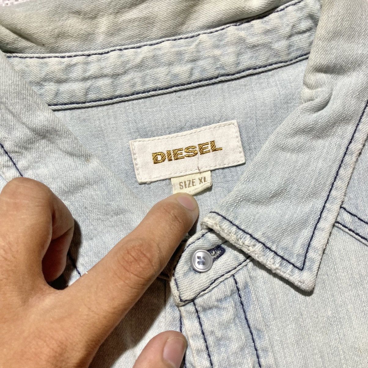 Diesel Vintage Diesel Cowboy Western Shirt Blue Washed Jeans Size US XL / EU 56 / 4 - 18 Thumbnail