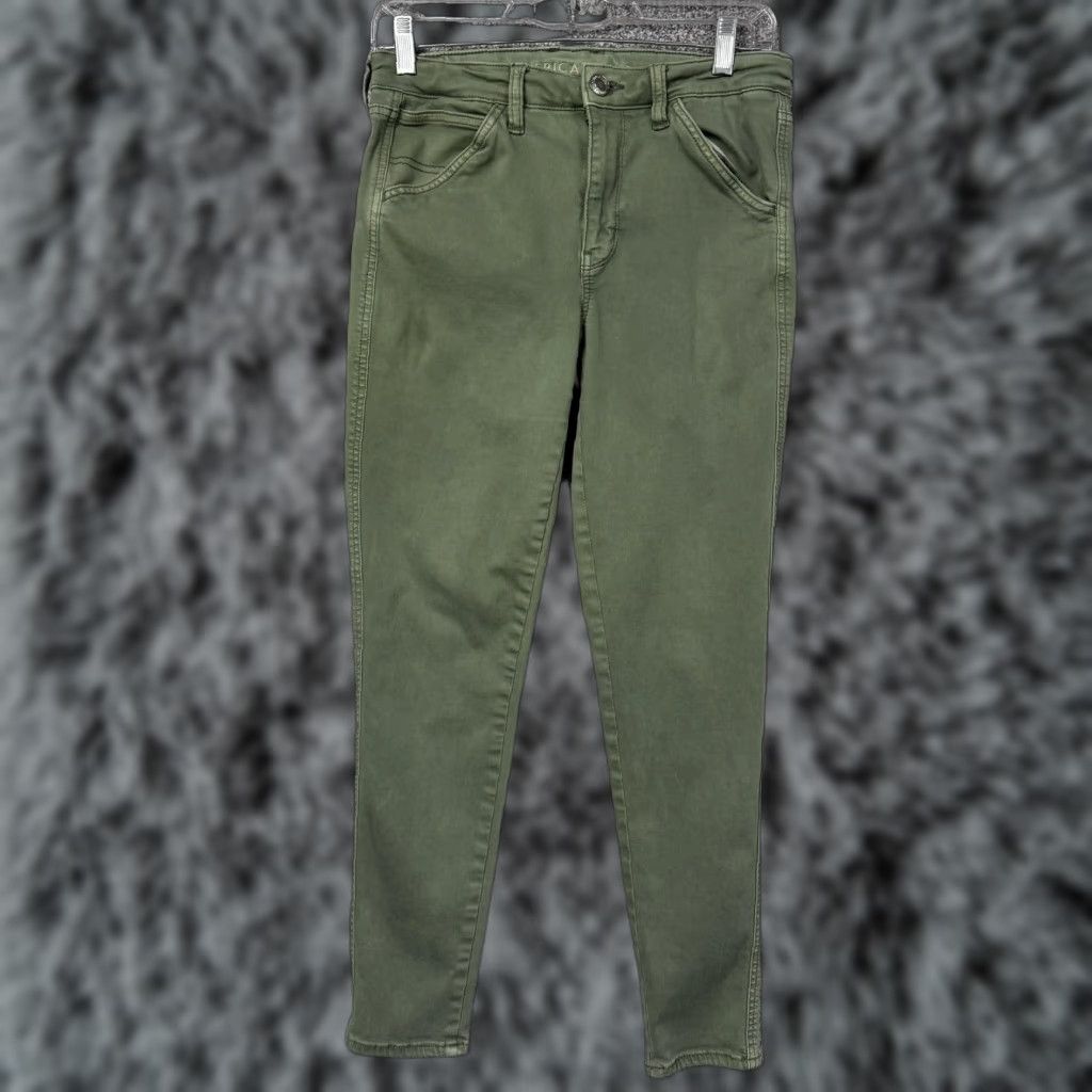 American Eagle Outfitters American Eagle Jeans Womens 8 Green Mid Rise Skinny 29x27 Next Level Stretch Size 30" / US 8 / IT 44 - 1 Thumbnail