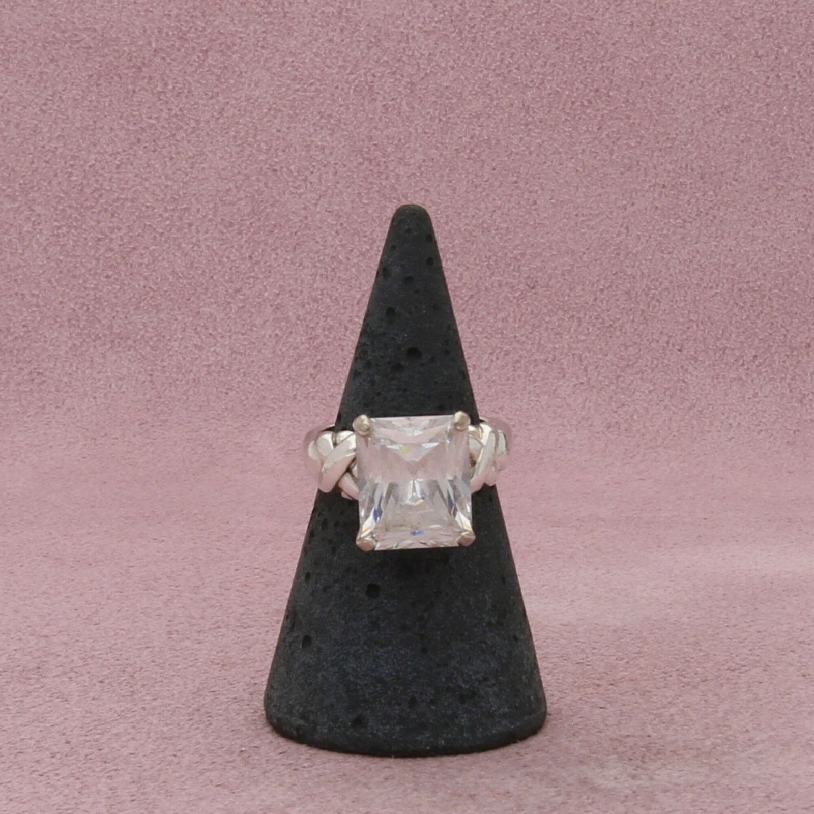 Sterling Silver sterling silver emerald-cut cz engagement ring size 5.75 Size ONE SIZE - 3 Thumbnail