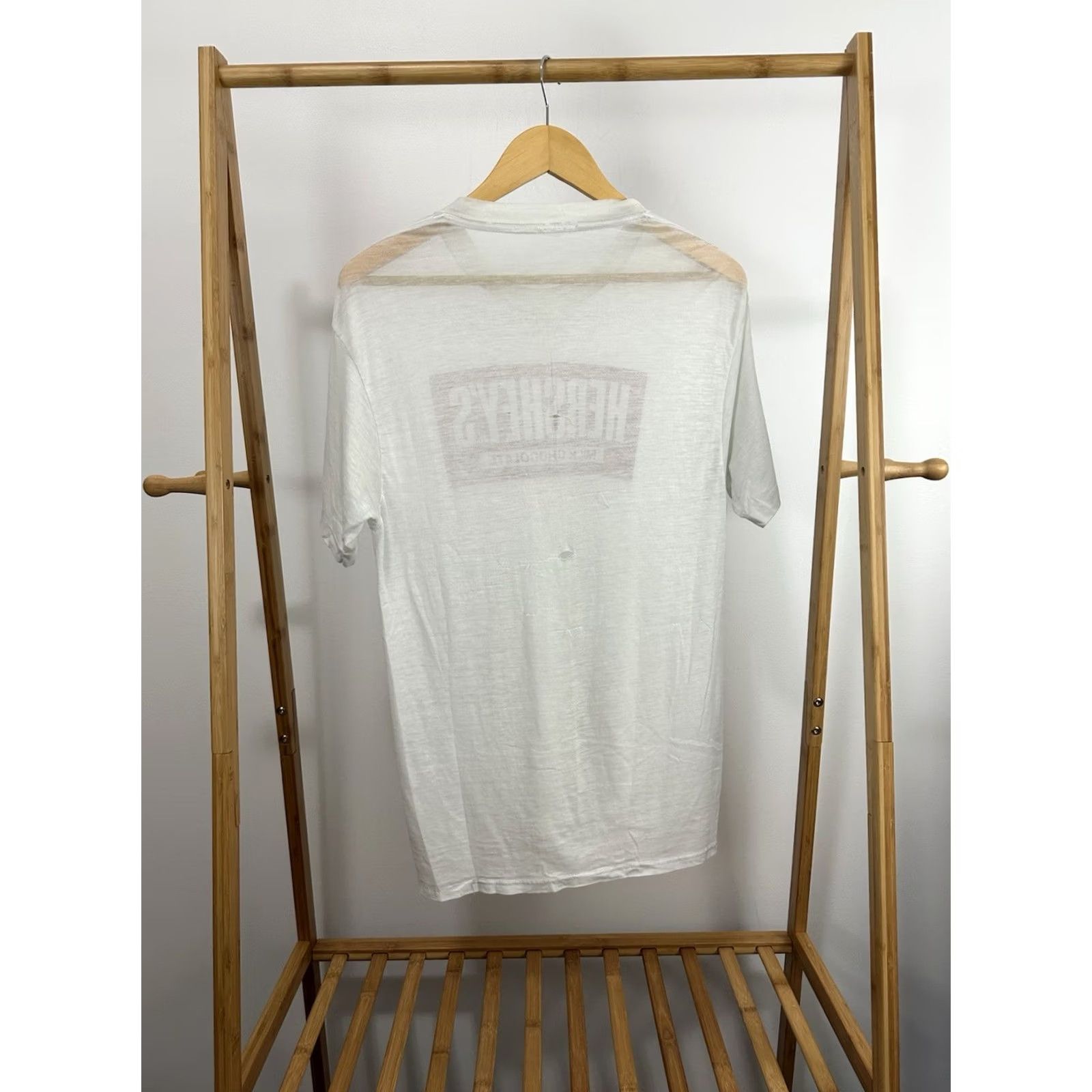 CHOCOOLATE VTG 80s Hershey's Milk Chocolate Super Paper Thin Burnout Worn T-Shirt L White Mens Size US L / EU 52-54 / 3 - 2 Thumbnail