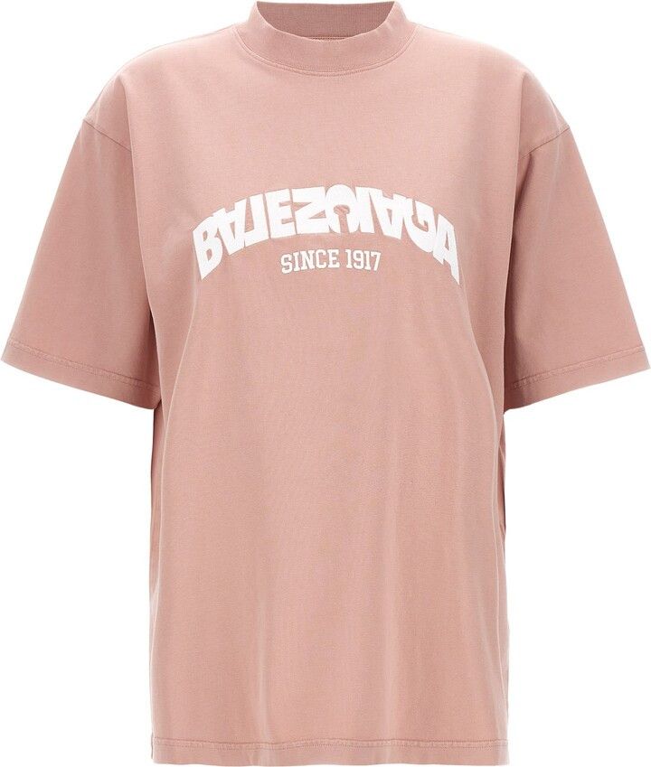 Balenciaga Unisex Oversized Back Flip Logo T-shirt in Vintage-jersey in pink Size US XS / EU 42 / 0 - 1 Thumbnail