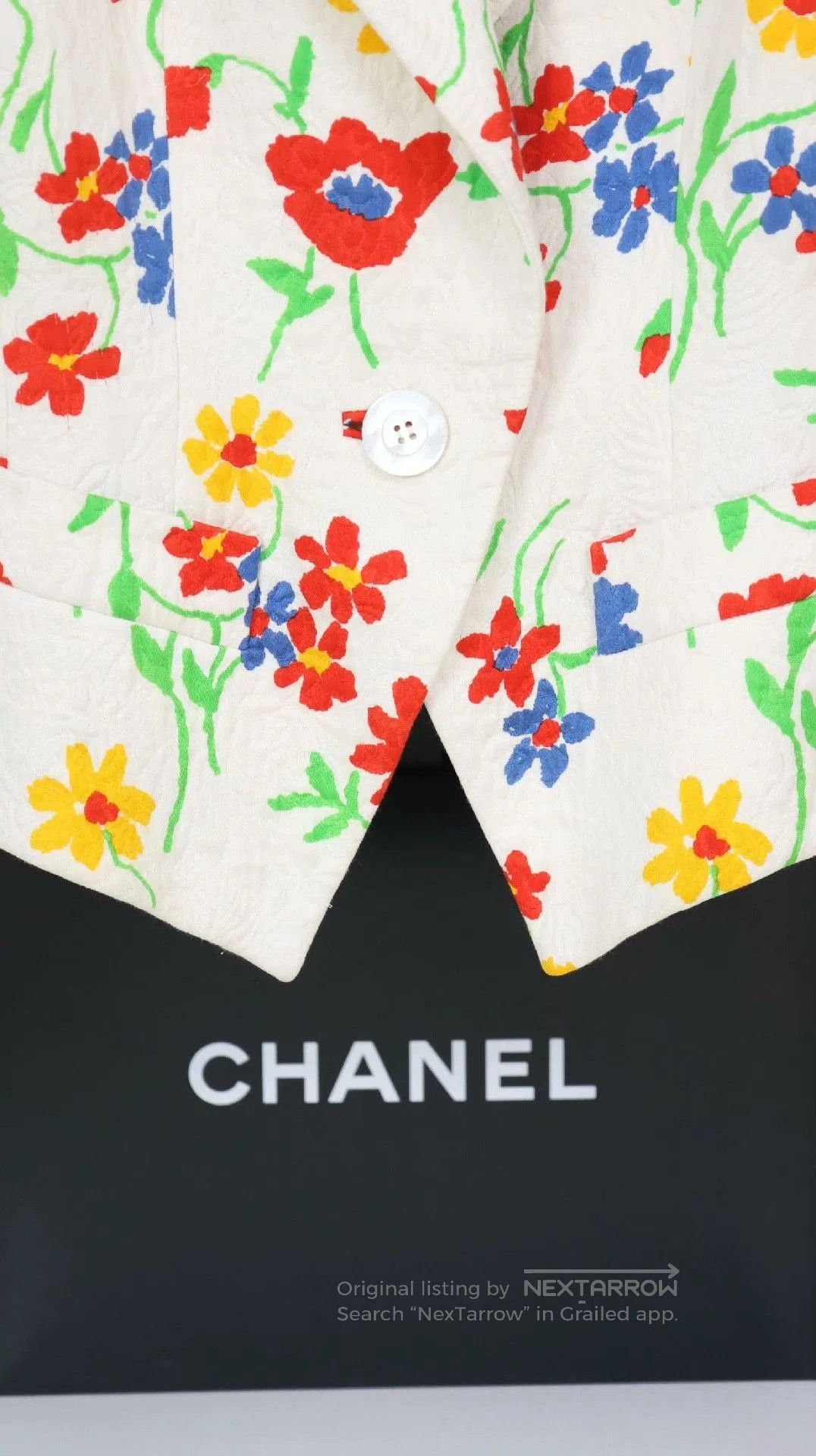 Saint Laurent Paris YSL White Floral Pattern Blazer. Size S / US 4 / IT 40 - 6 Thumbnail