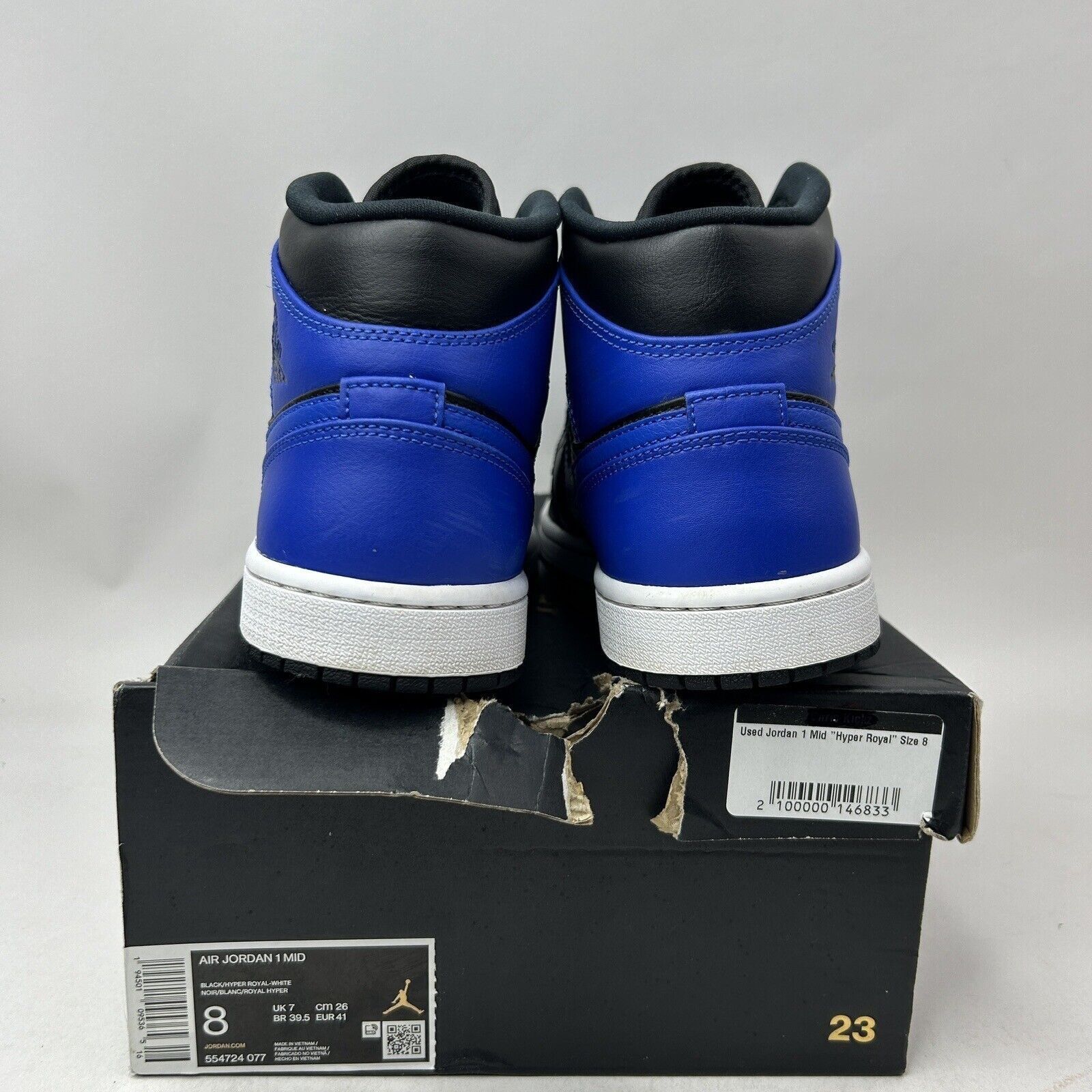 Nike Nike Shoes Air Jordan 1 Mid Retro “Hyper Royal” 554724-077 Size US 8 / EU 41 - 4 Thumbnail