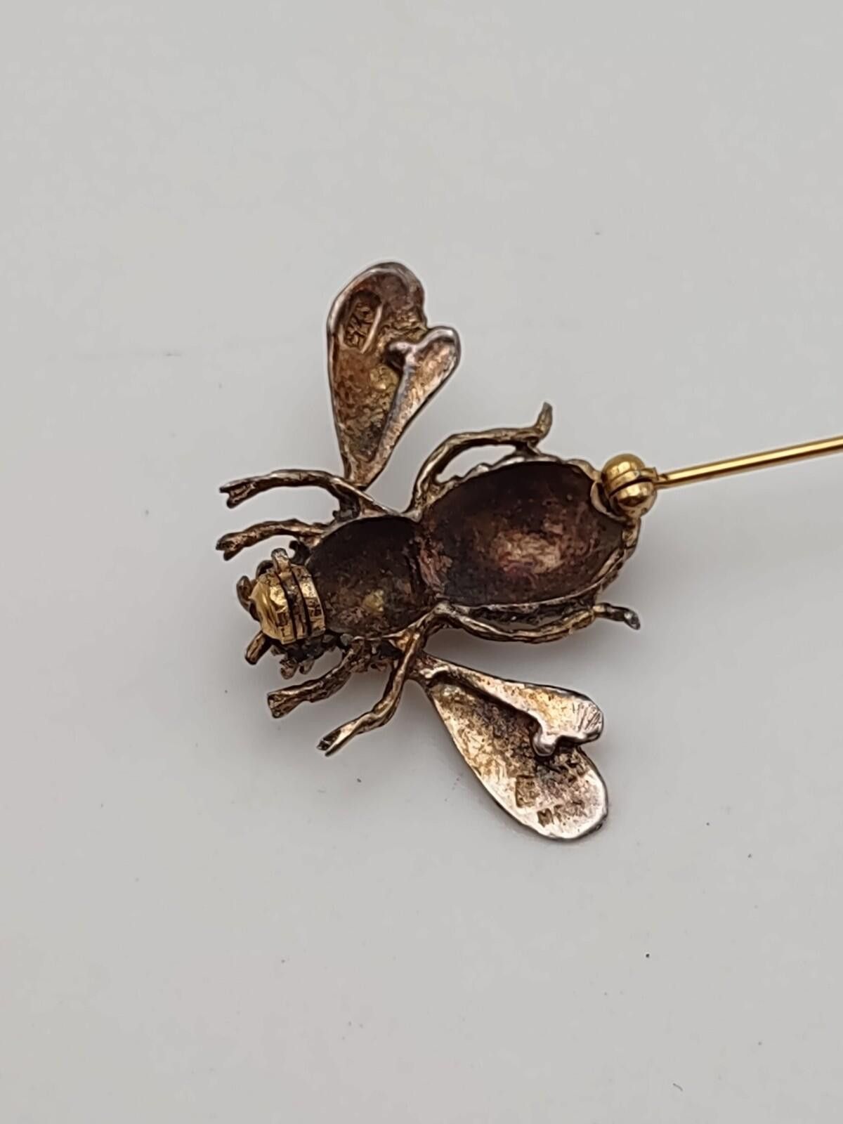 The Unbranded Brand Vintage Sterling Silver Bee Brooch 925 MEX Eagle Mark Pin Size ONE SIZE - 4 Thumbnail