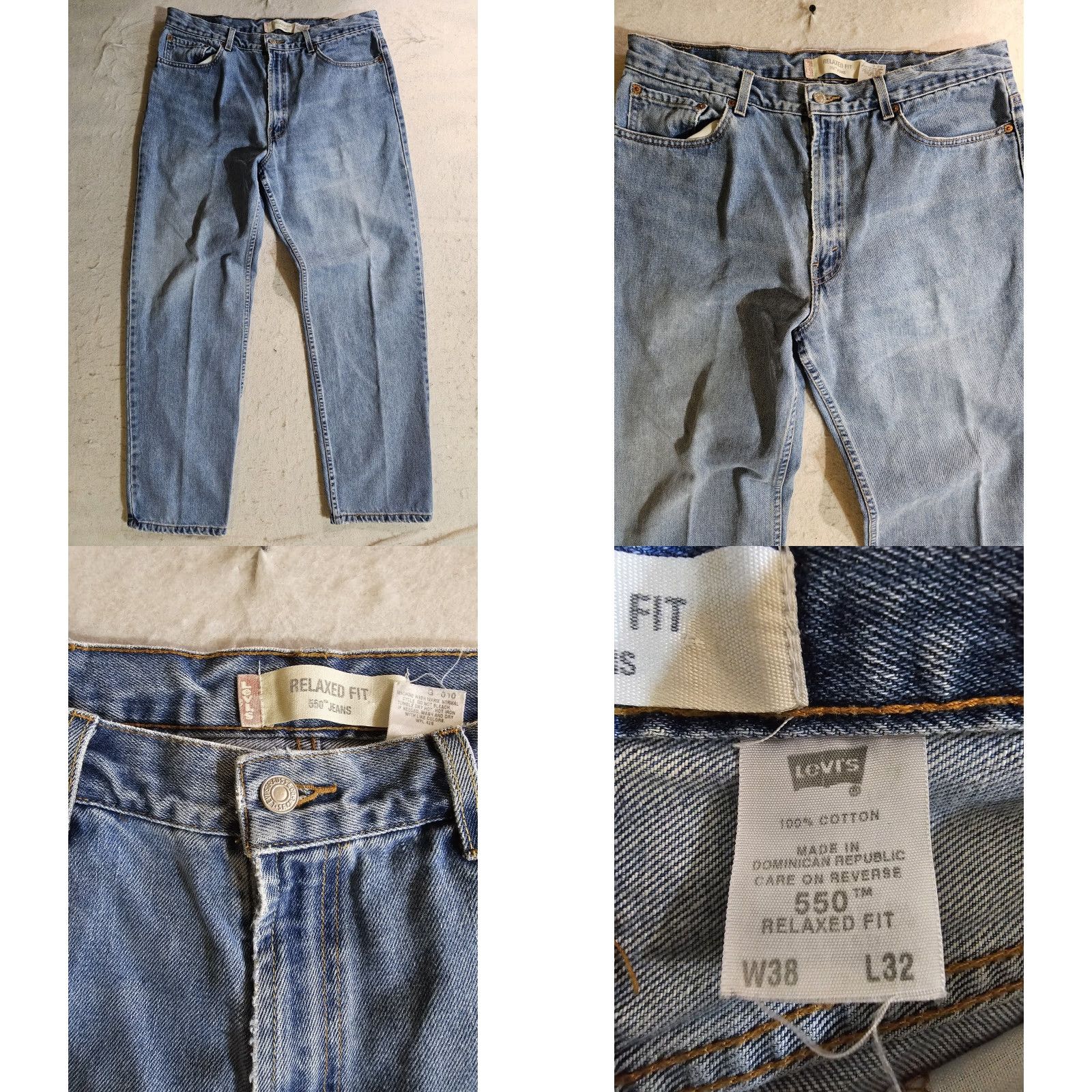 Levi's VINTAGE Levi Levi's 550 Jeans Relaxed Fit Denim Light Wash Distressed Mens 38x32 Jeans 90s USA Bike Rock Retro Logo City Hip Hop Dad Size US 38 / EU 54 - 8 Thumbnail