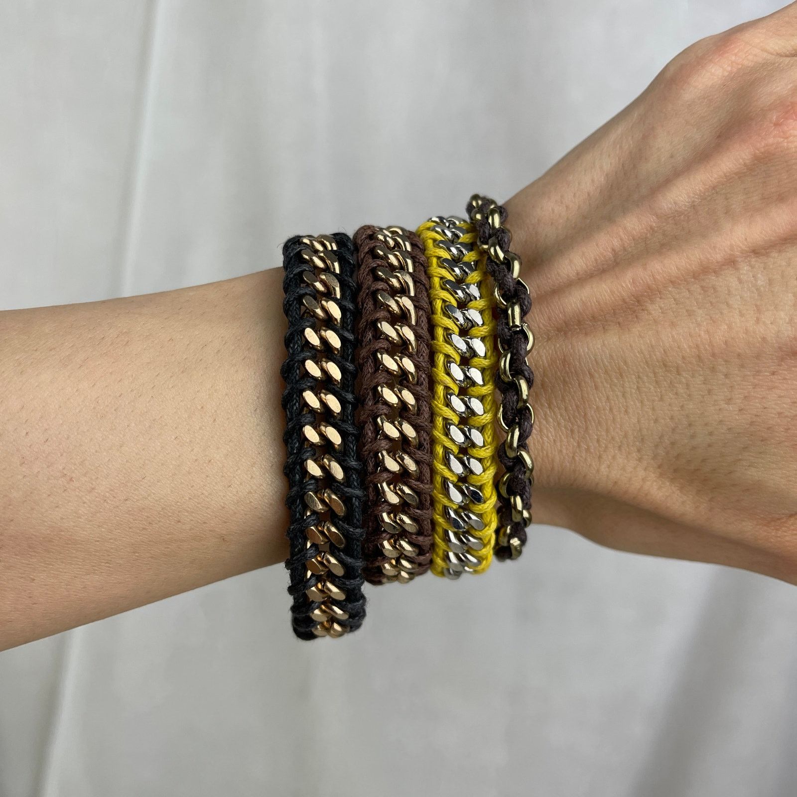 Other Chain Link Braided Bracelets Gold Silver Black Brown Yellow Size ONE SIZE - 20 Thumbnail