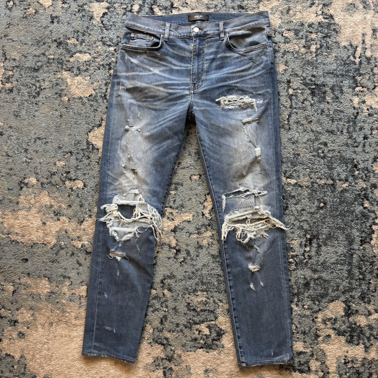 Amiri Amiri Destroyed MX1 Blue Denim Jeans Size 38 Looks New Size US 38 / EU 54 - 1 Thumbnail
