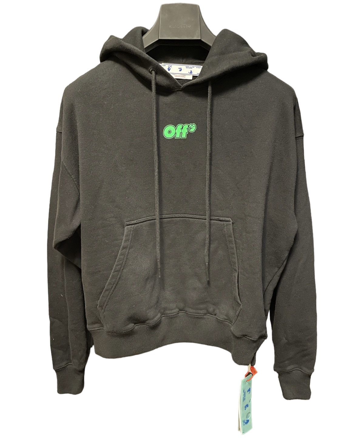 image of Off White graphic Printed Hoodie in Black, Men's (Size XS)