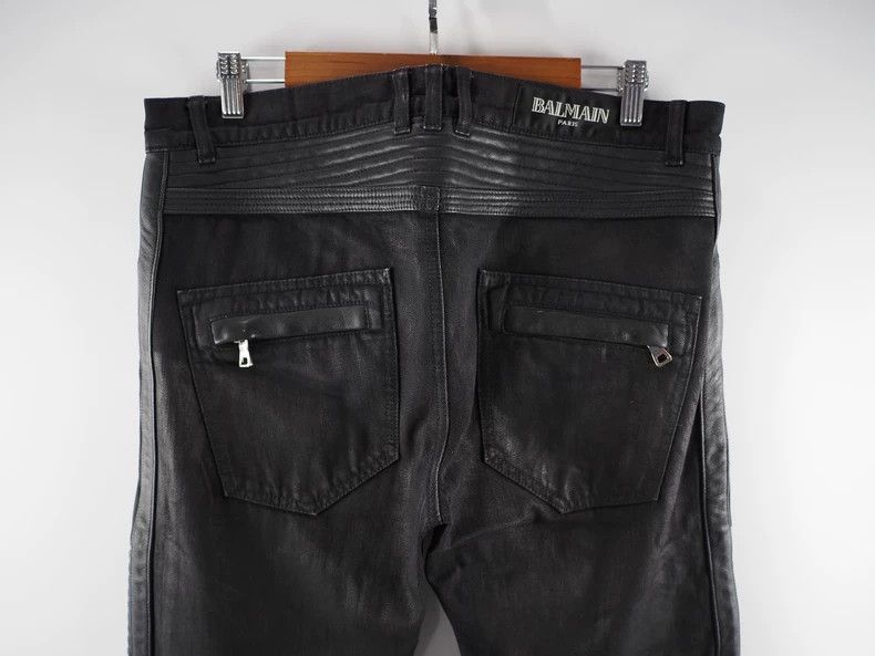 Balmain balmain black leather biker jeans-2508 Size US 32 / EU 48 - 4 Thumbnail
