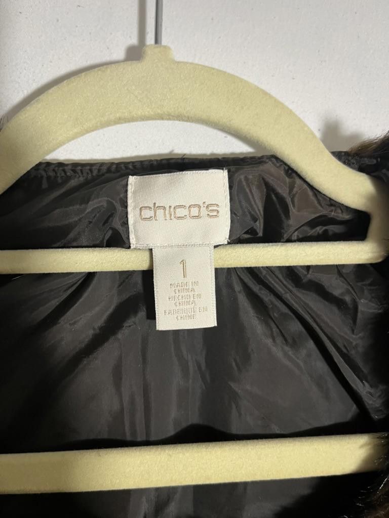 Chicos Chico's Black Faux Fur Stylish Jacket Size M / US 6-8 / IT 42-44 - 2 Thumbnail