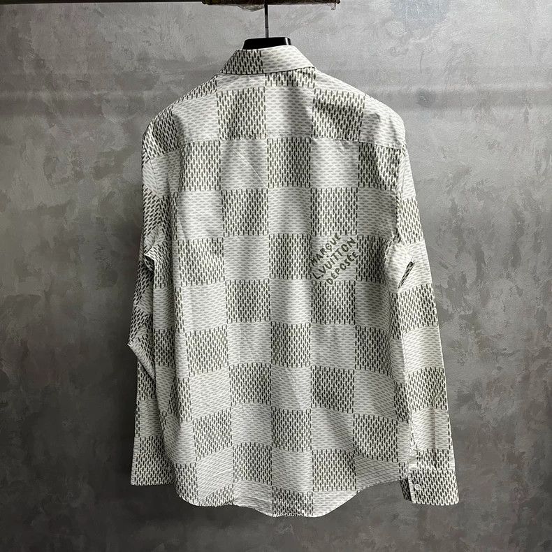 Louis Vuitton louis vuitton 24 new white checkerboard logo shirt with lon Size US L / EU 52-54 / 3 - 2 Thumbnail