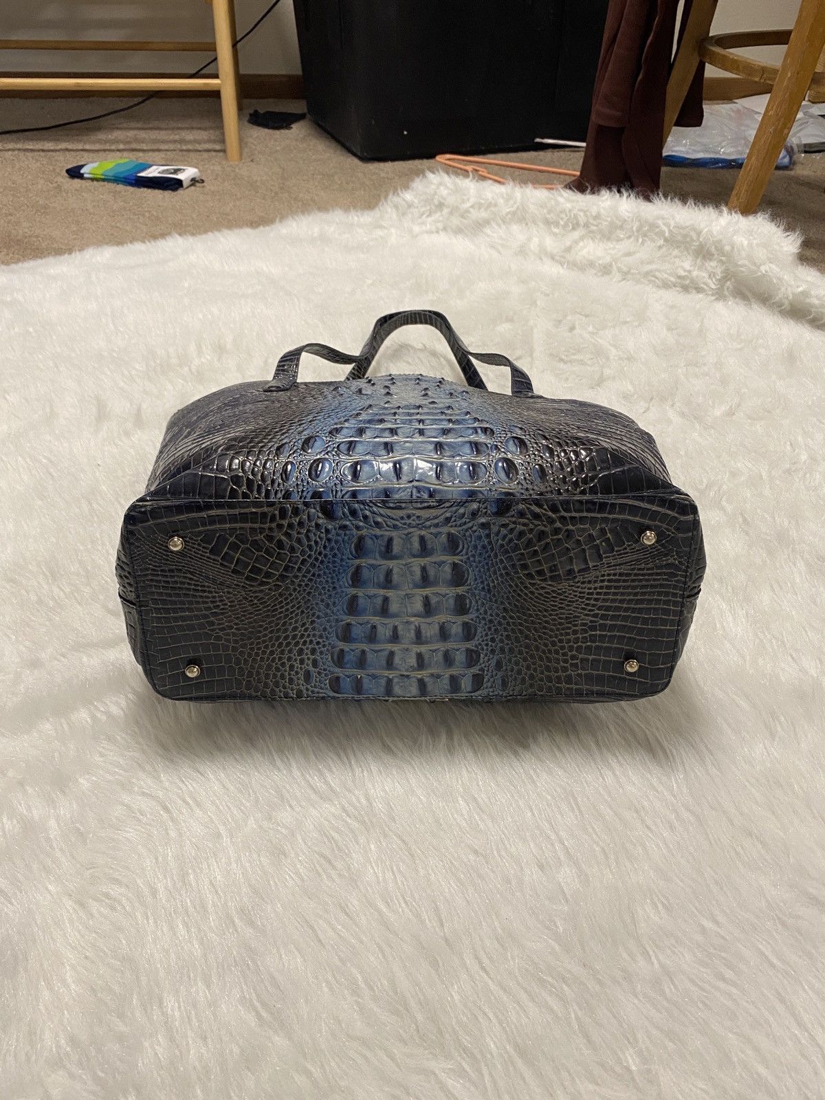 BRAHMIN Brahmin Misha Carryall XL Tote x wallet deep blue croc Size ONE SIZE - 6 Thumbnail