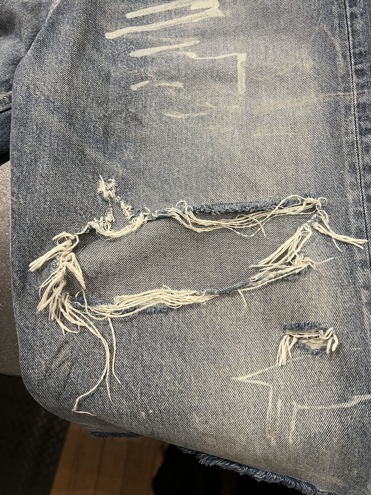 Balenciaga graffiti skater distressed denim shorts