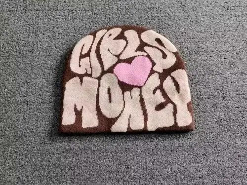 Other Girls Love Money Heart Graphic No Cuff Beanie Hat Brown Size ONE SIZE - 4 Thumbnail