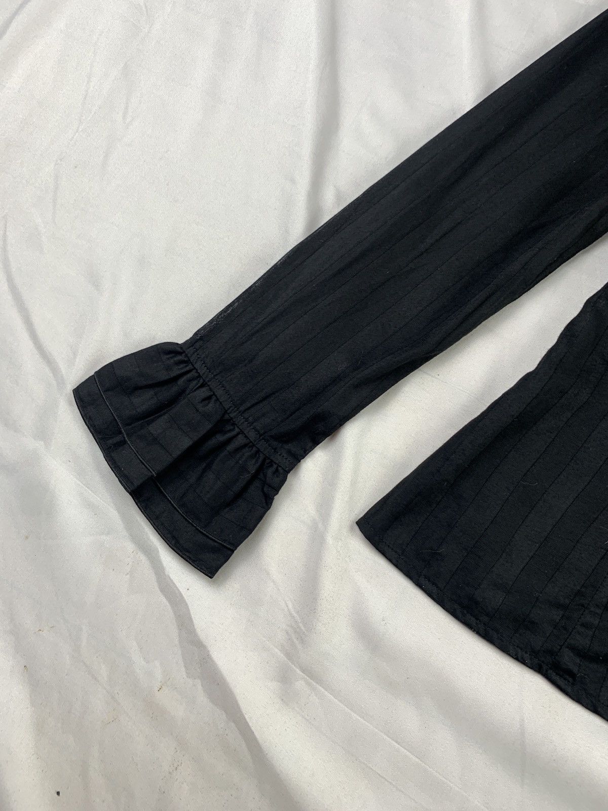 Japanese Brand NARACAMICIE Japan Black Stripes Ruffle Fitted Blouse Shirt Size S / US 4 / IT 40 - 5 Thumbnail