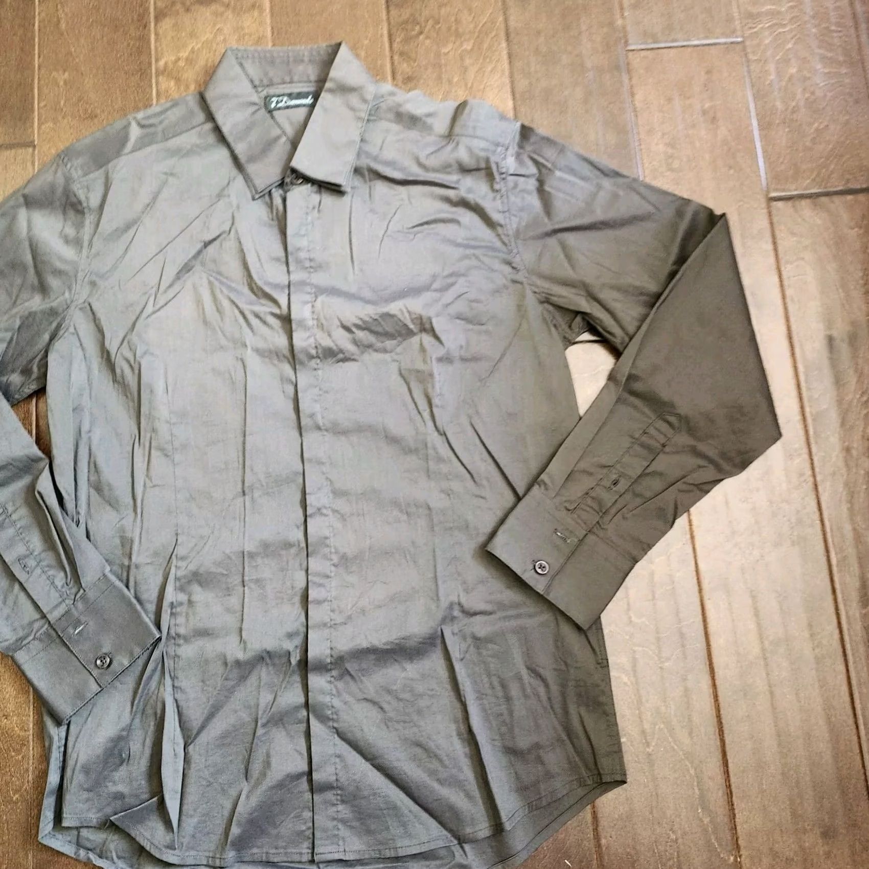Vintage 7 Diamonds Dress Shirt Gray Button Up Long Sleeve Size M Regular Fit Womens? Size 40R - 3 Thumbnail