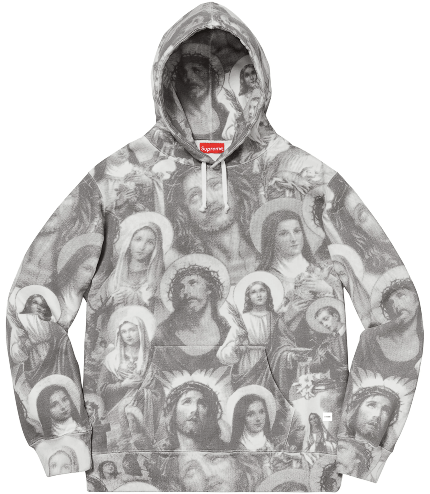 image of Supreme Jesus And Mary Hooded Sweatshirt in Dark Grey, Men's (Size Large)